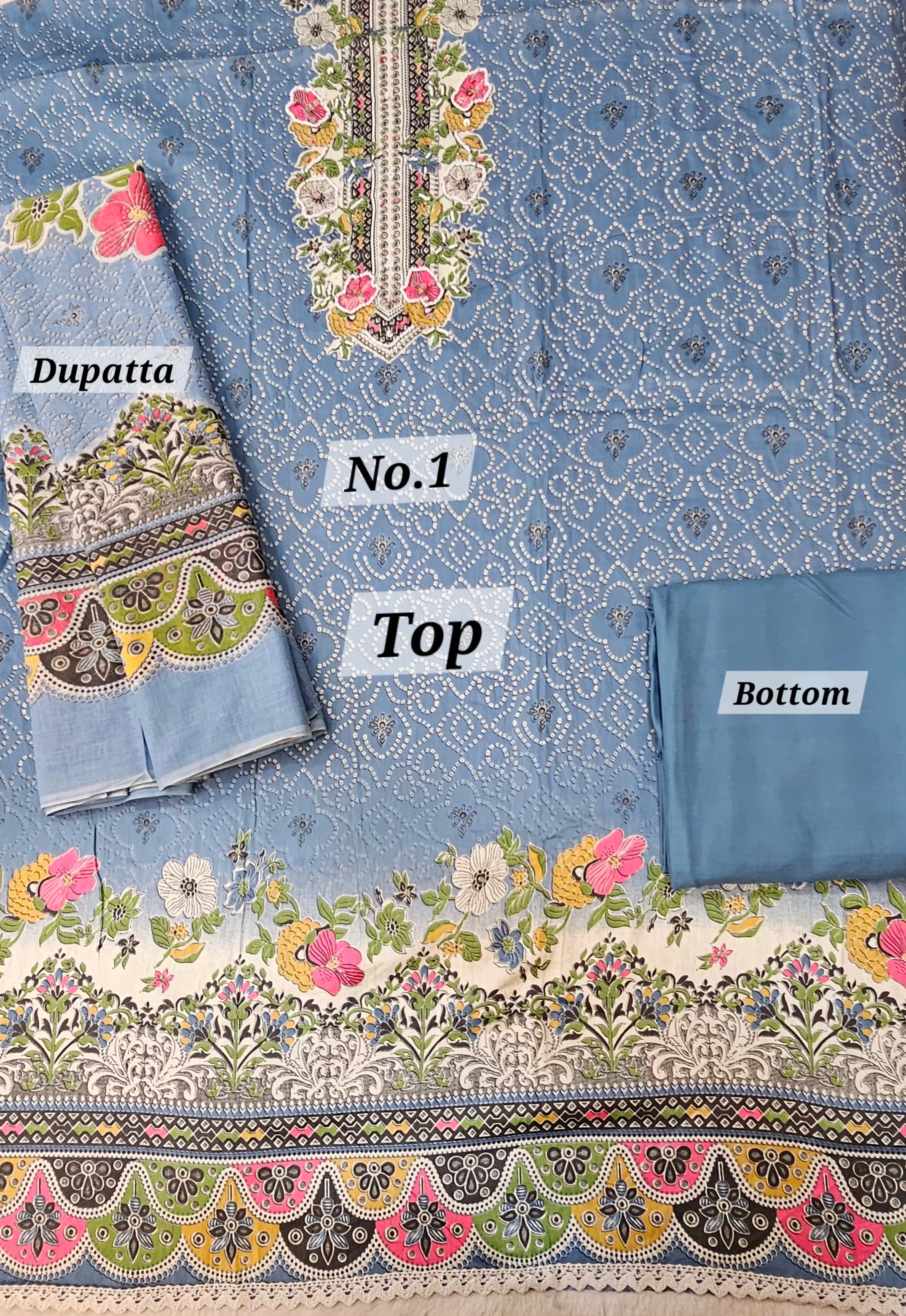 JAM COTTON DESIGNER 3 PC DRESS MATERIAL (NO. 1)