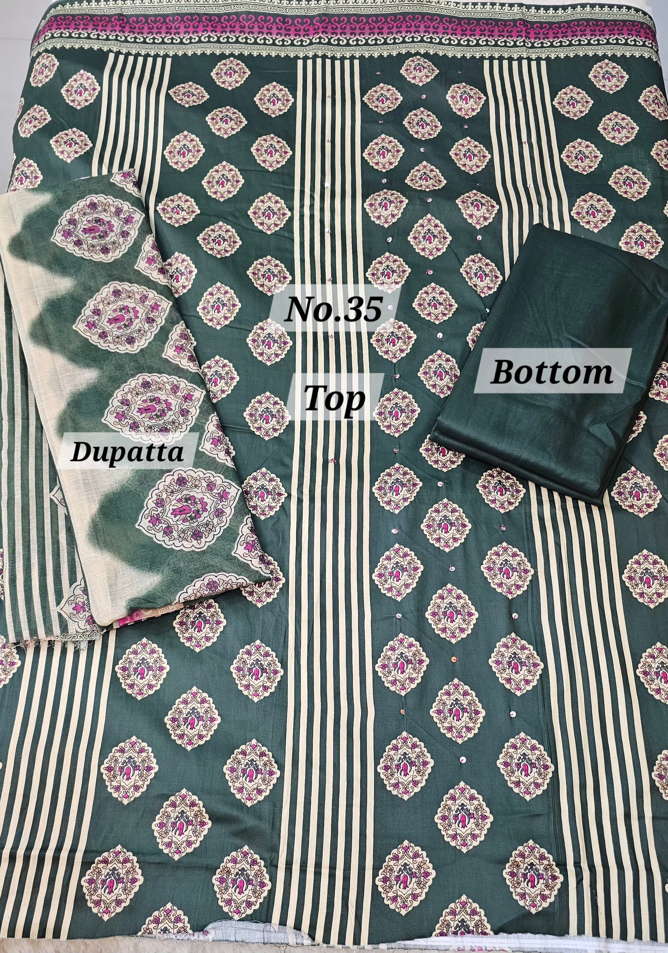 JAM COTTON DESIGNER 3 PC DRESS MATERIAL (NO. 35)