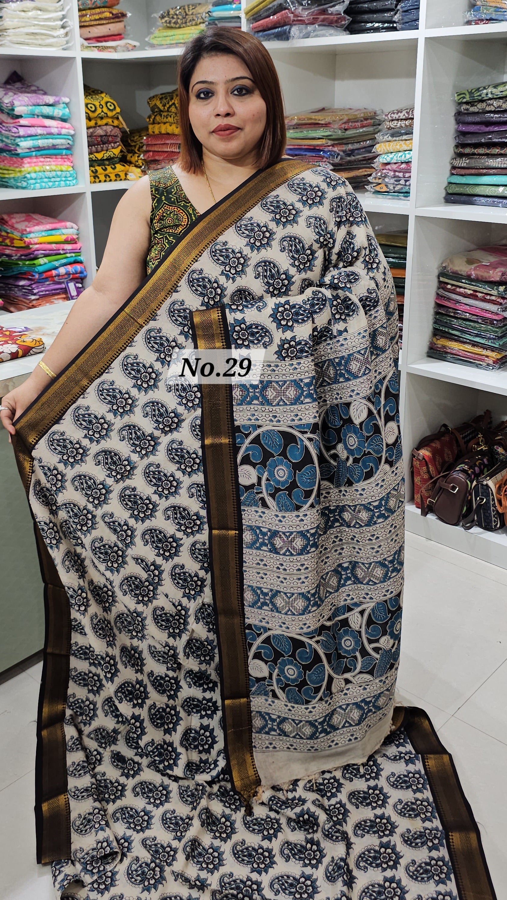 CHANDERI COTTON SILK KALMAKARI SAREE (NO.29)