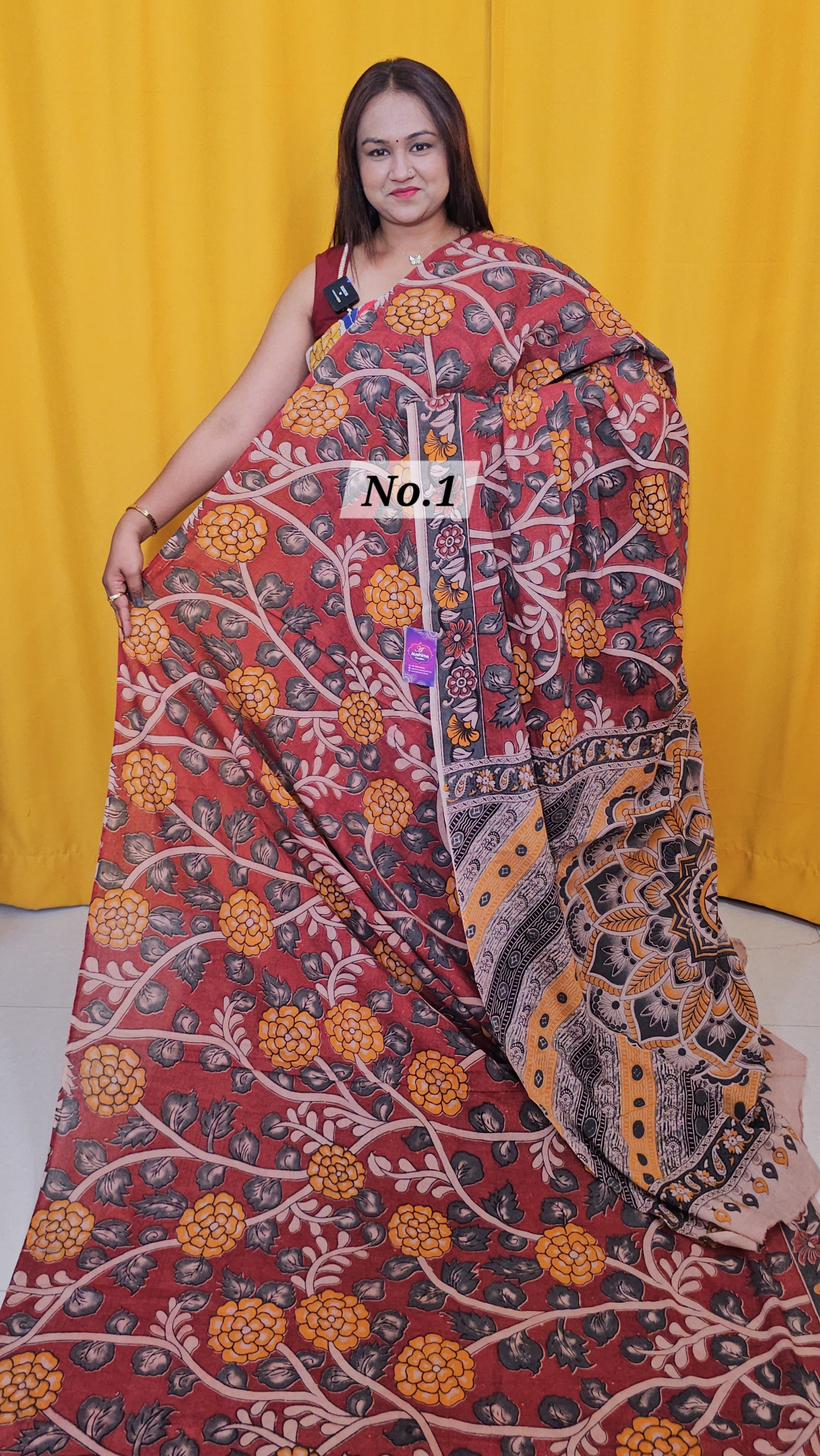 HANDBLOCK MAL COTTON KALAMKARI  SAREE (NO .1)