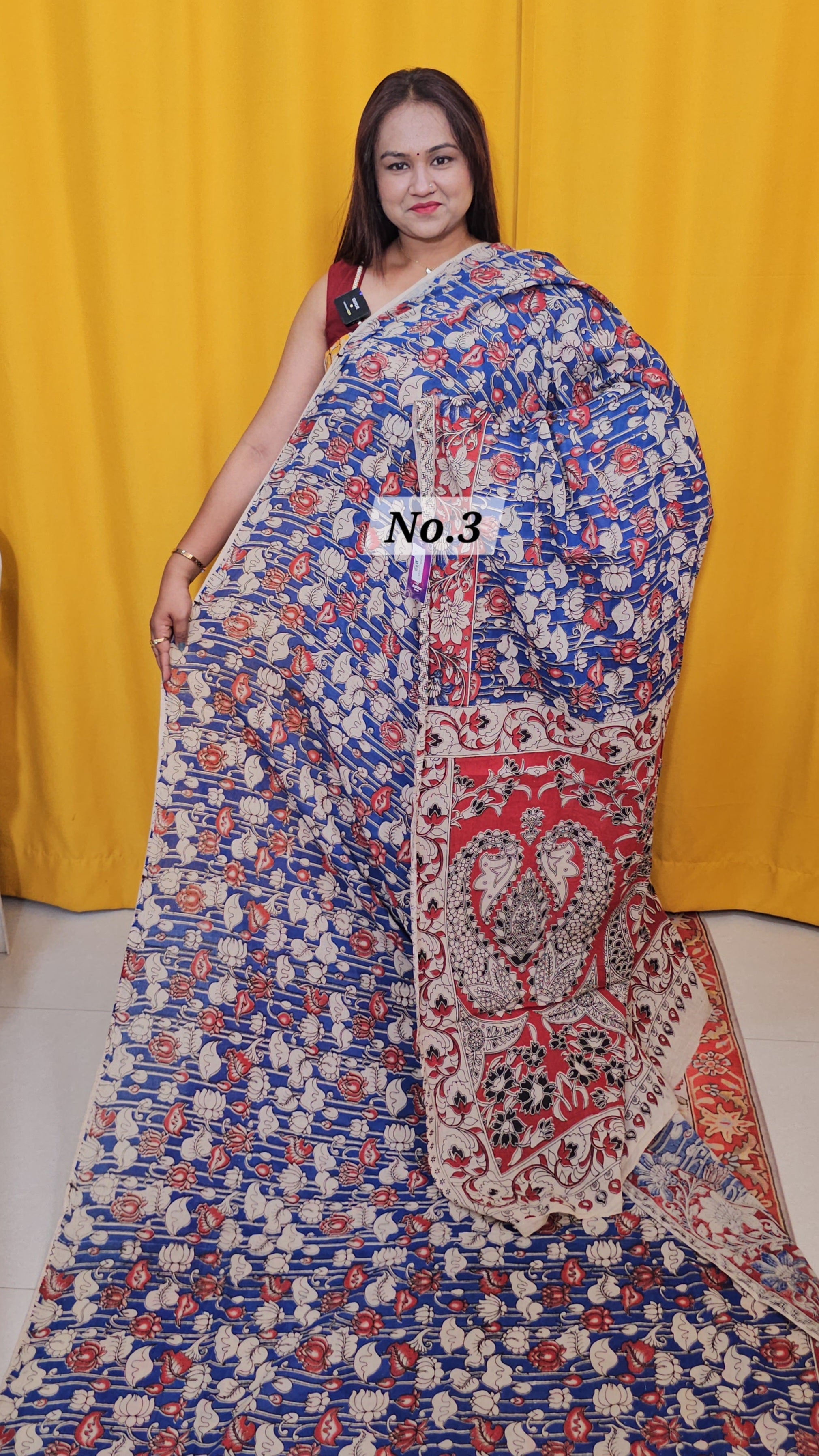 HANDBLOCK MAL COTTON KALAMKARI  SAREE (NO .3)