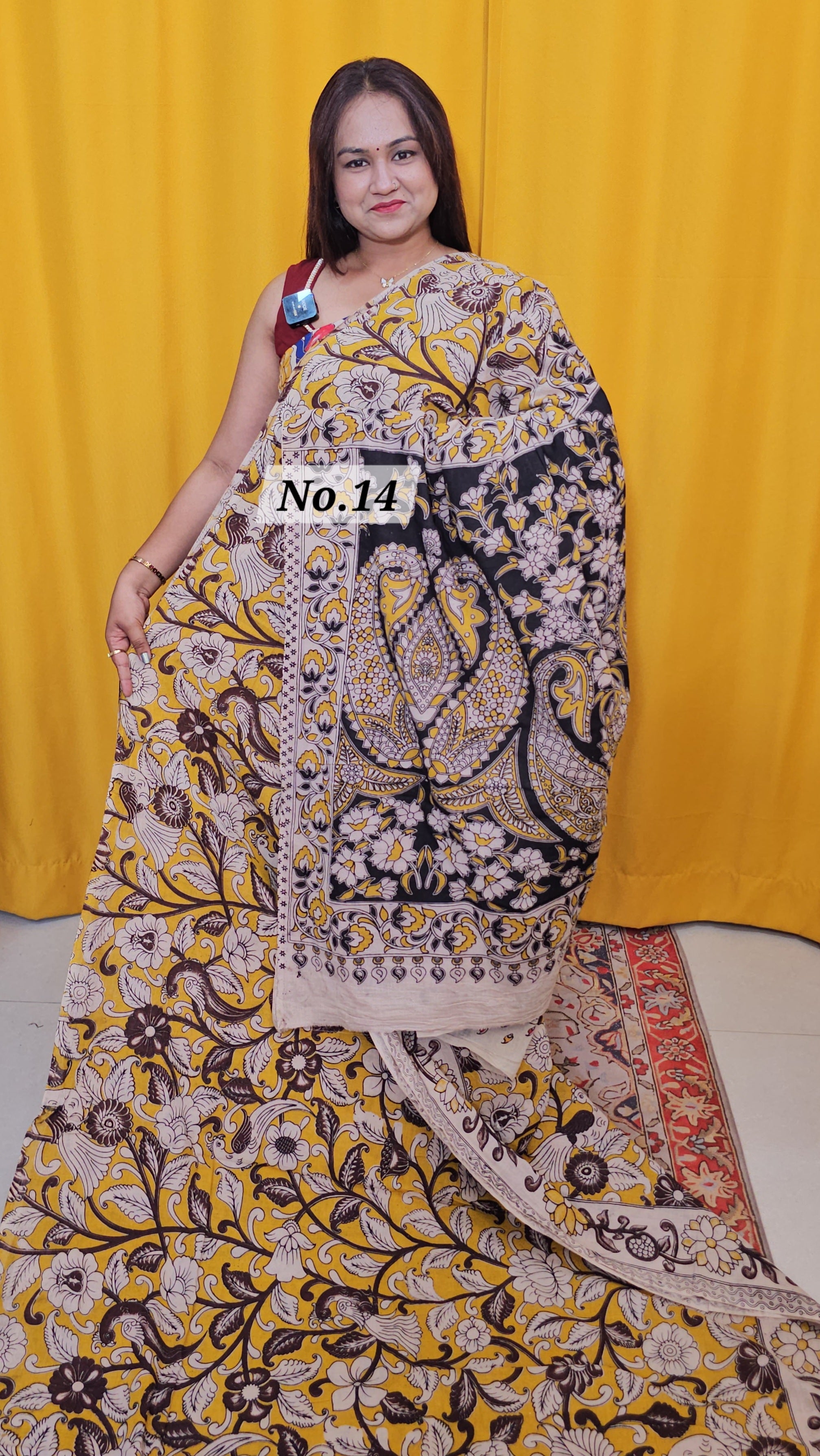 HANDBLOCK MAL COTTON KALAMKARI  SAREE (NO.14)