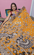 HANDBLOCK MAL COTTON KALAMKARI  SAREE (NO.21)