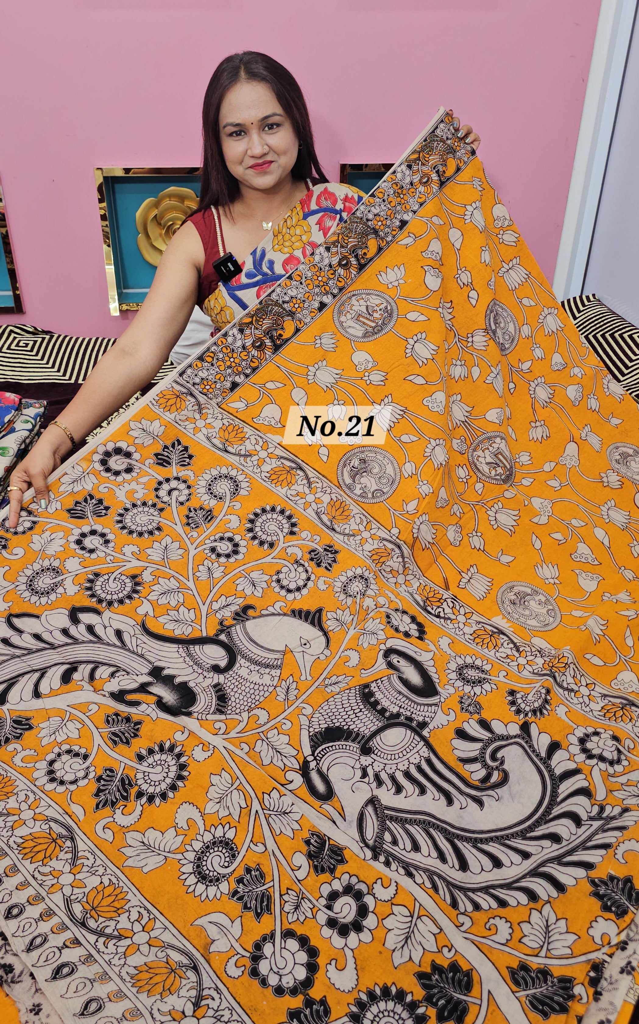 HANDBLOCK MAL COTTON KALAMKARI  SAREE (NO.21)