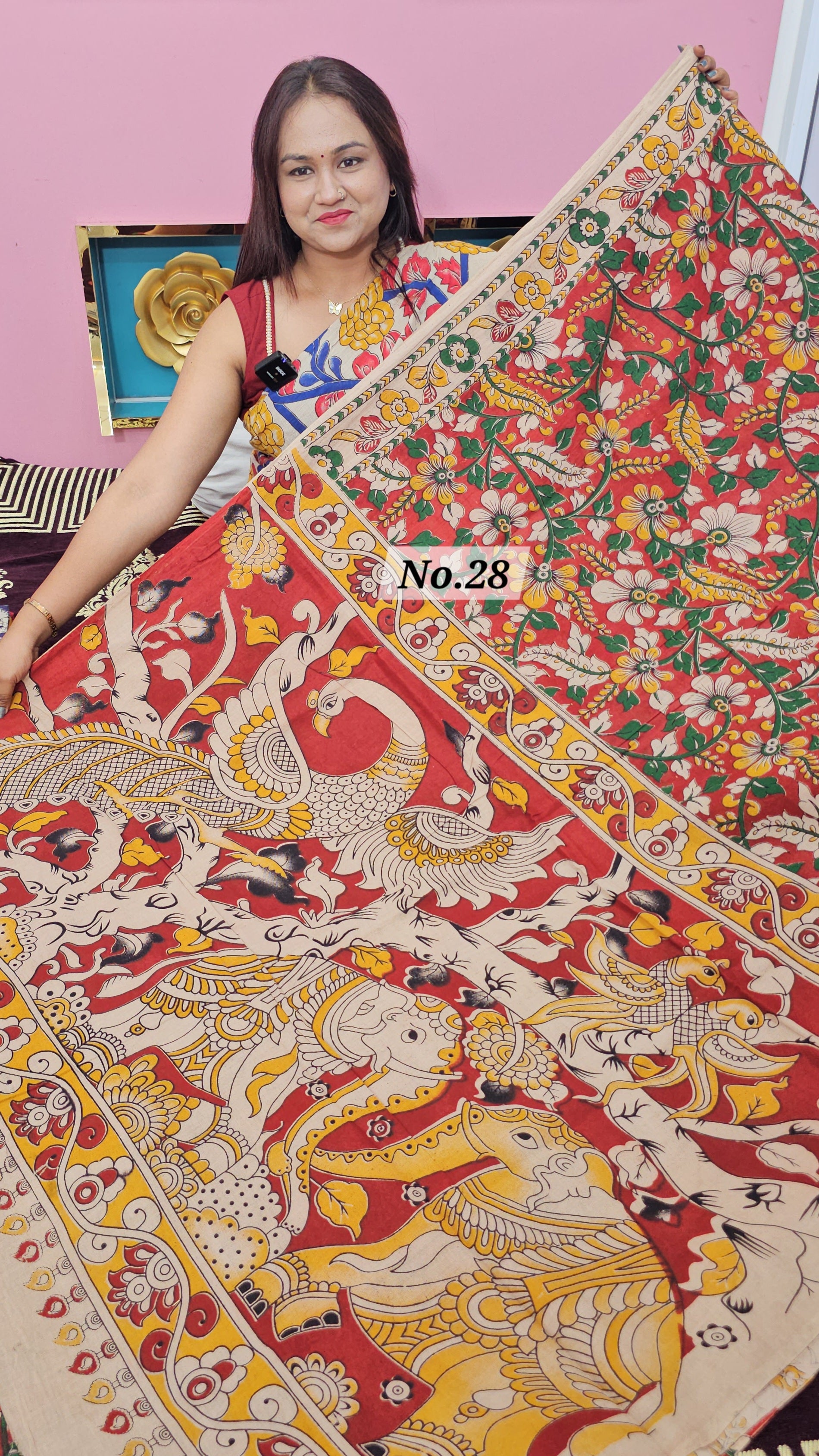 HANDBLOCK MAL COTTON KALAMKARI  SAREE (NO.28)