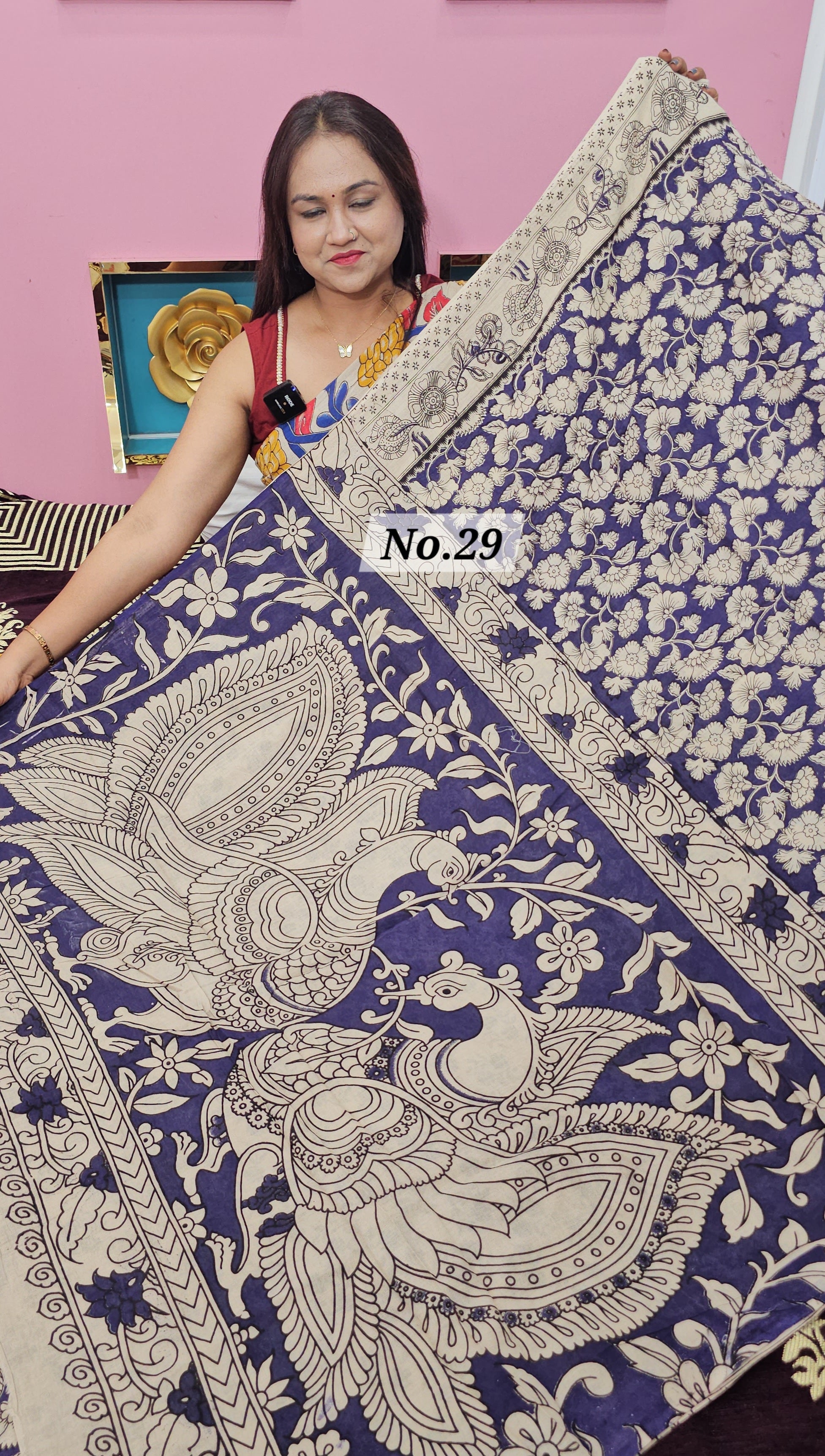 HANDBLOCK MAL COTTON KALAMKARI  SAREE (NO.29)