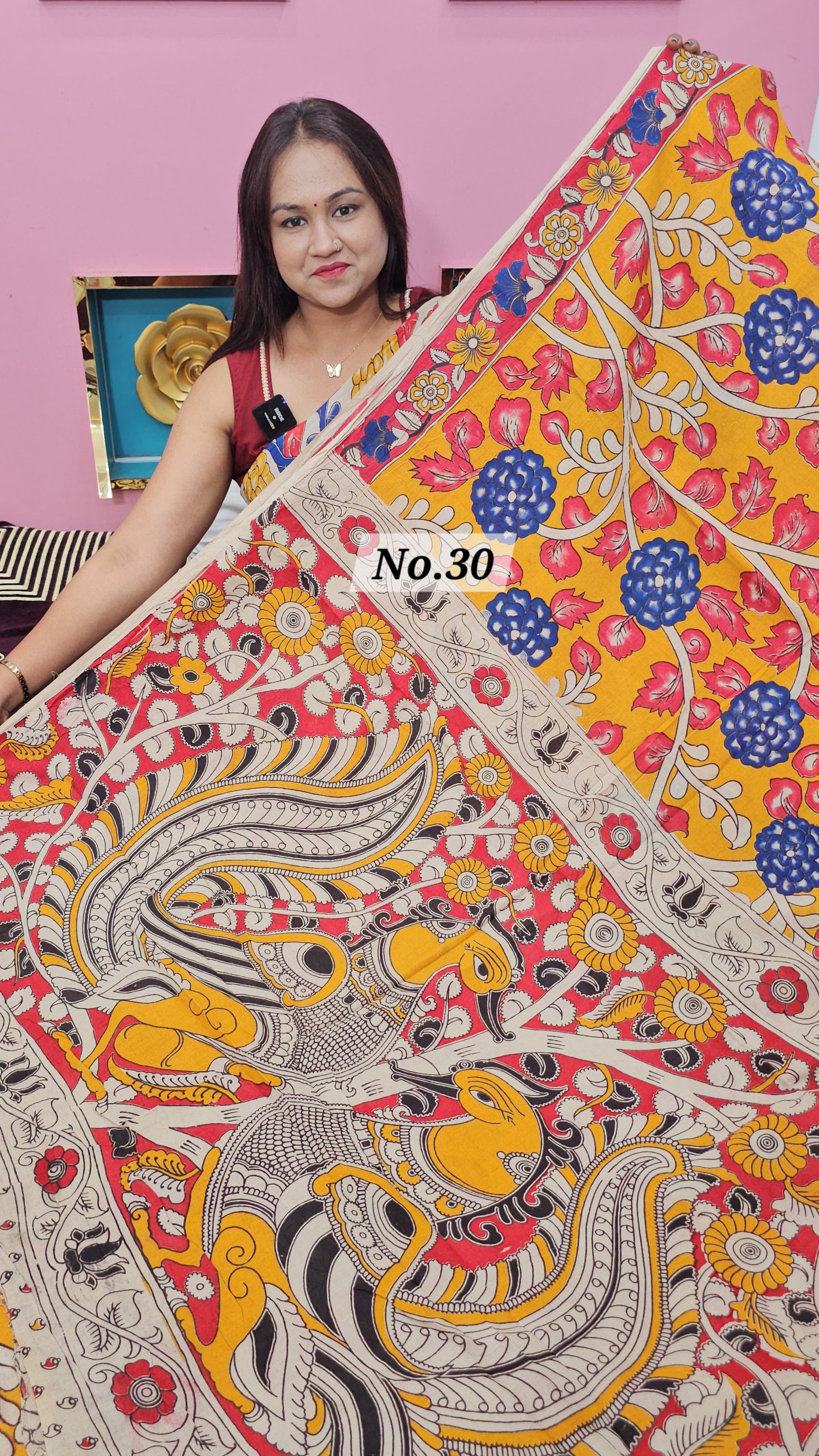 HANDBLOCK MAL COTTON KALAMKARI  SAREE (NO.30)
