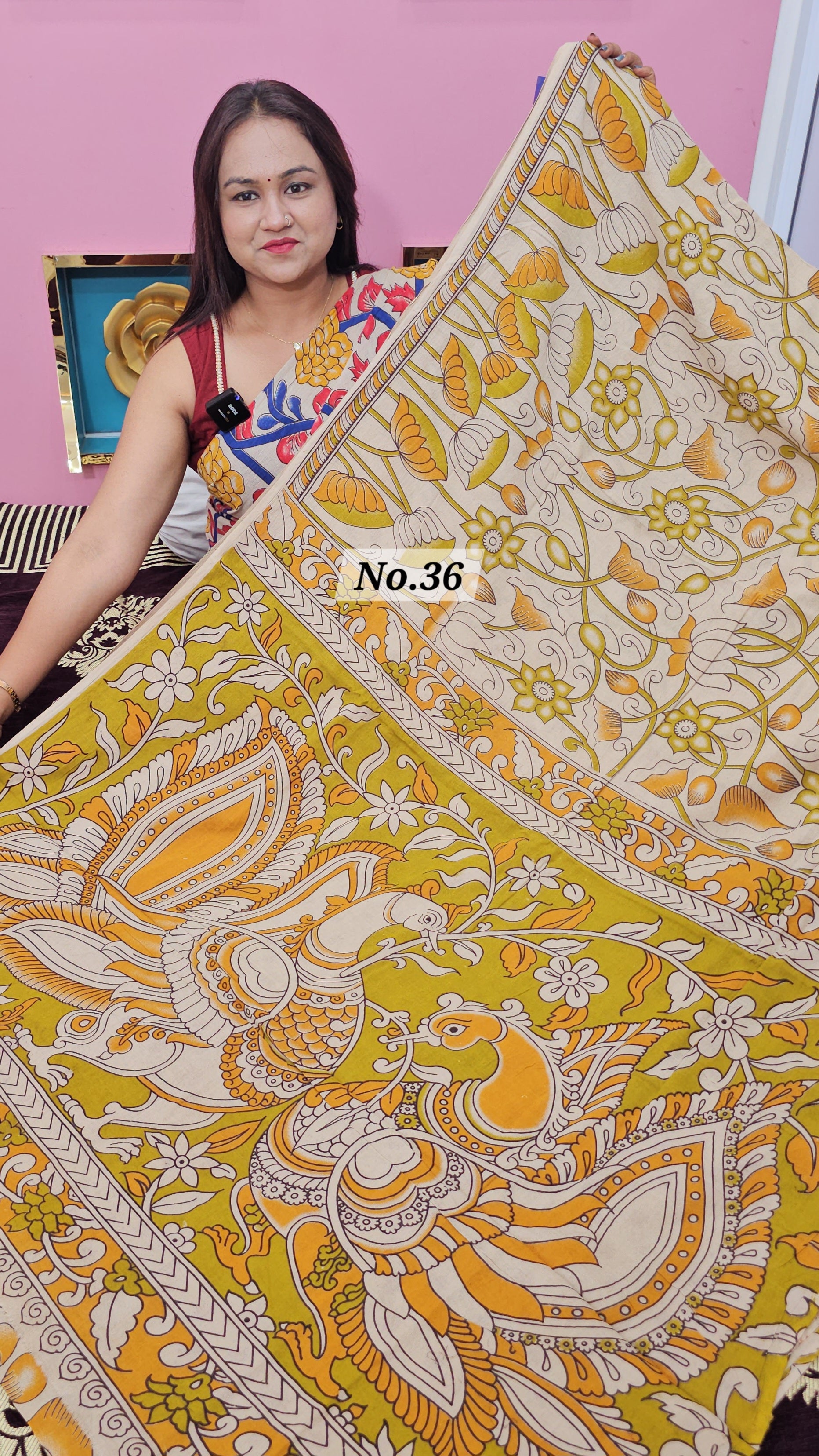 HANDBLOCK MAL COTTON KALAMKARI  SAREE (NO.36)