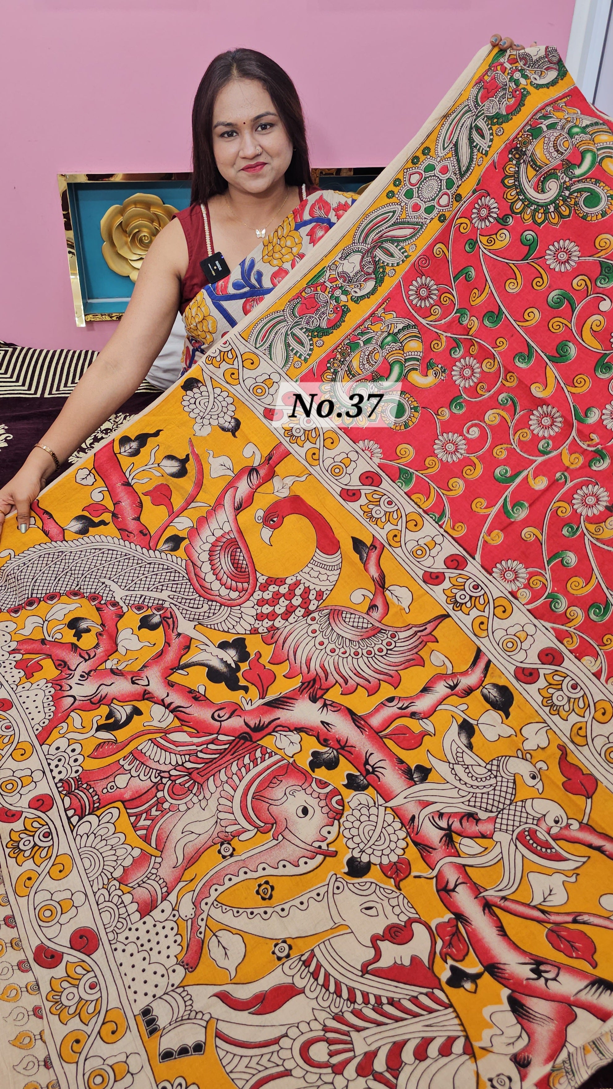 HANDBLOCK MAL COTTON KALAMKARI  SAREE (NO.37)