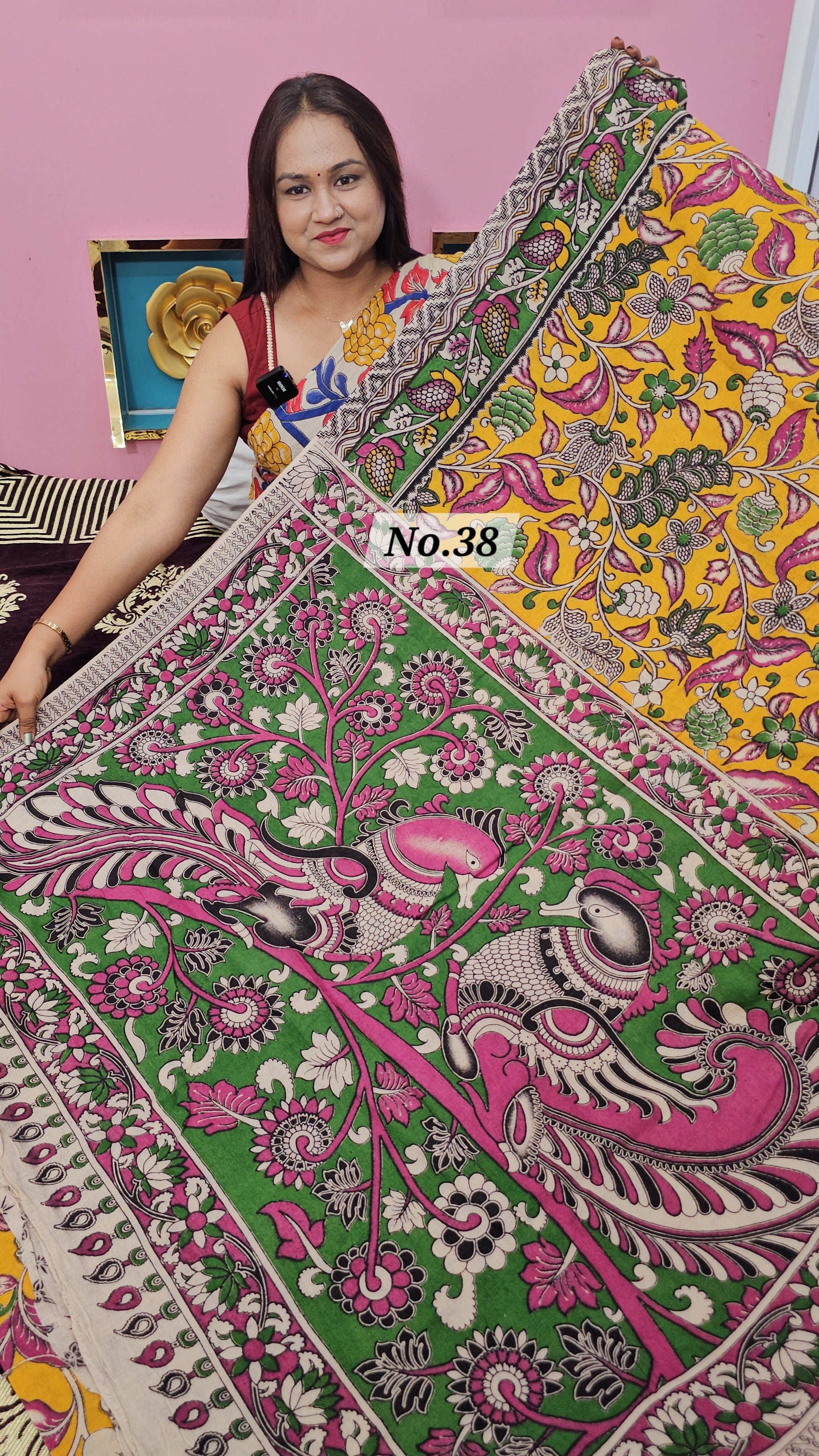 HANDBLOCK MAL COTTON KALAMKARI  SAREE (NO.38)