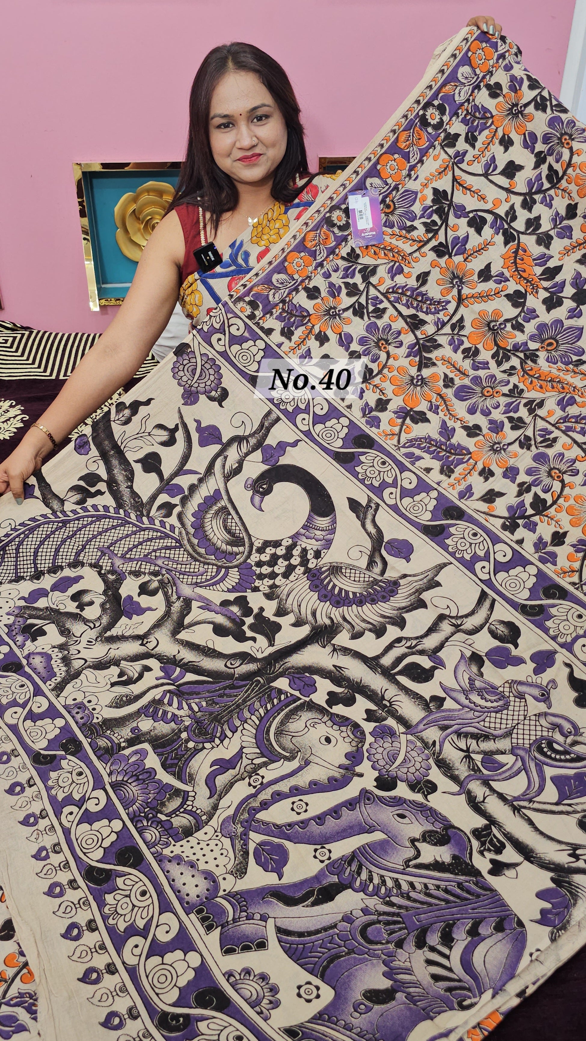 HANDBLOCK MAL COTTON KALAMKARI  SAREE (NO.40)