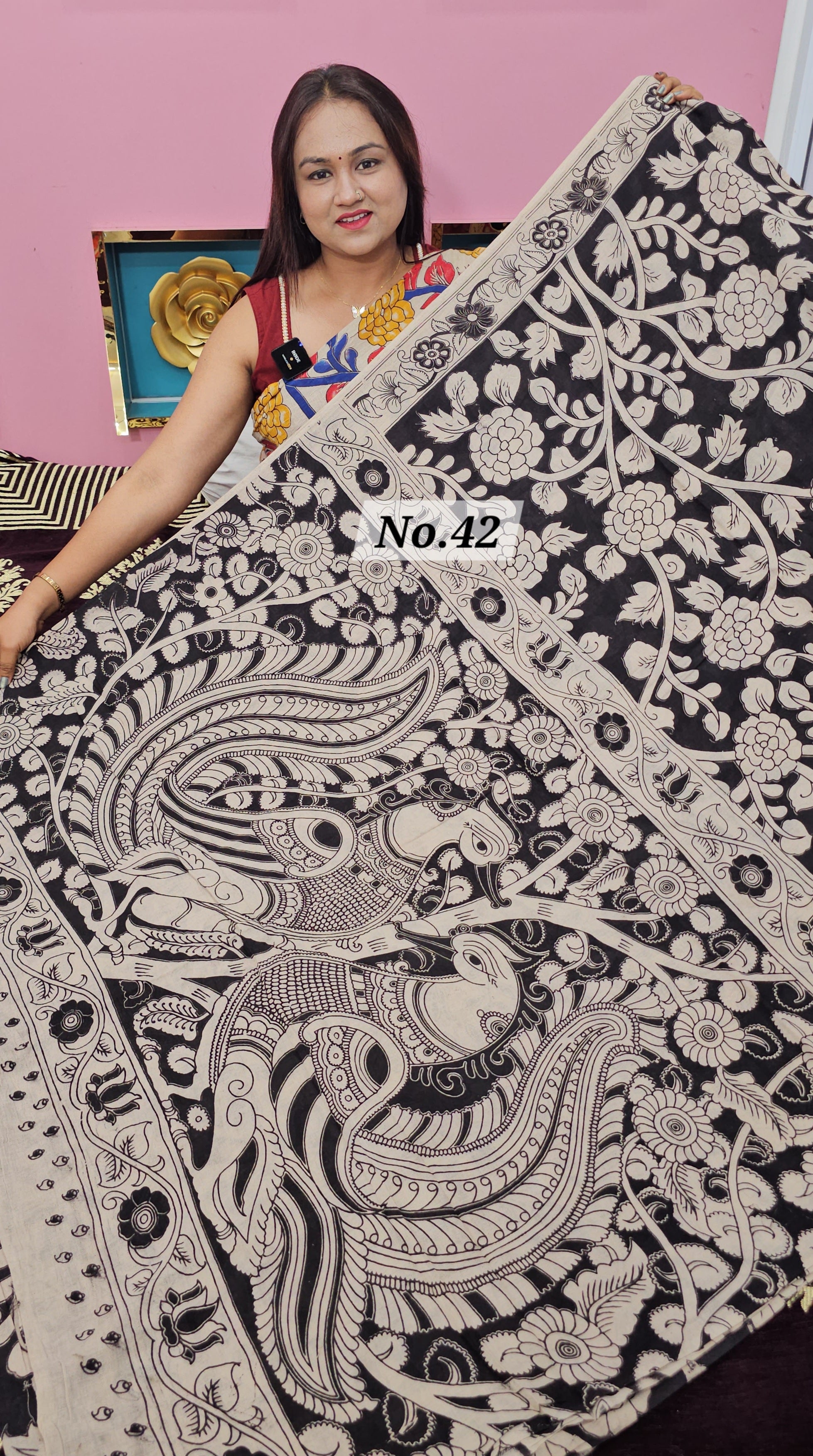 HANDBLOCK MAL COTTON KALAMKARI  SAREE (NO.42)