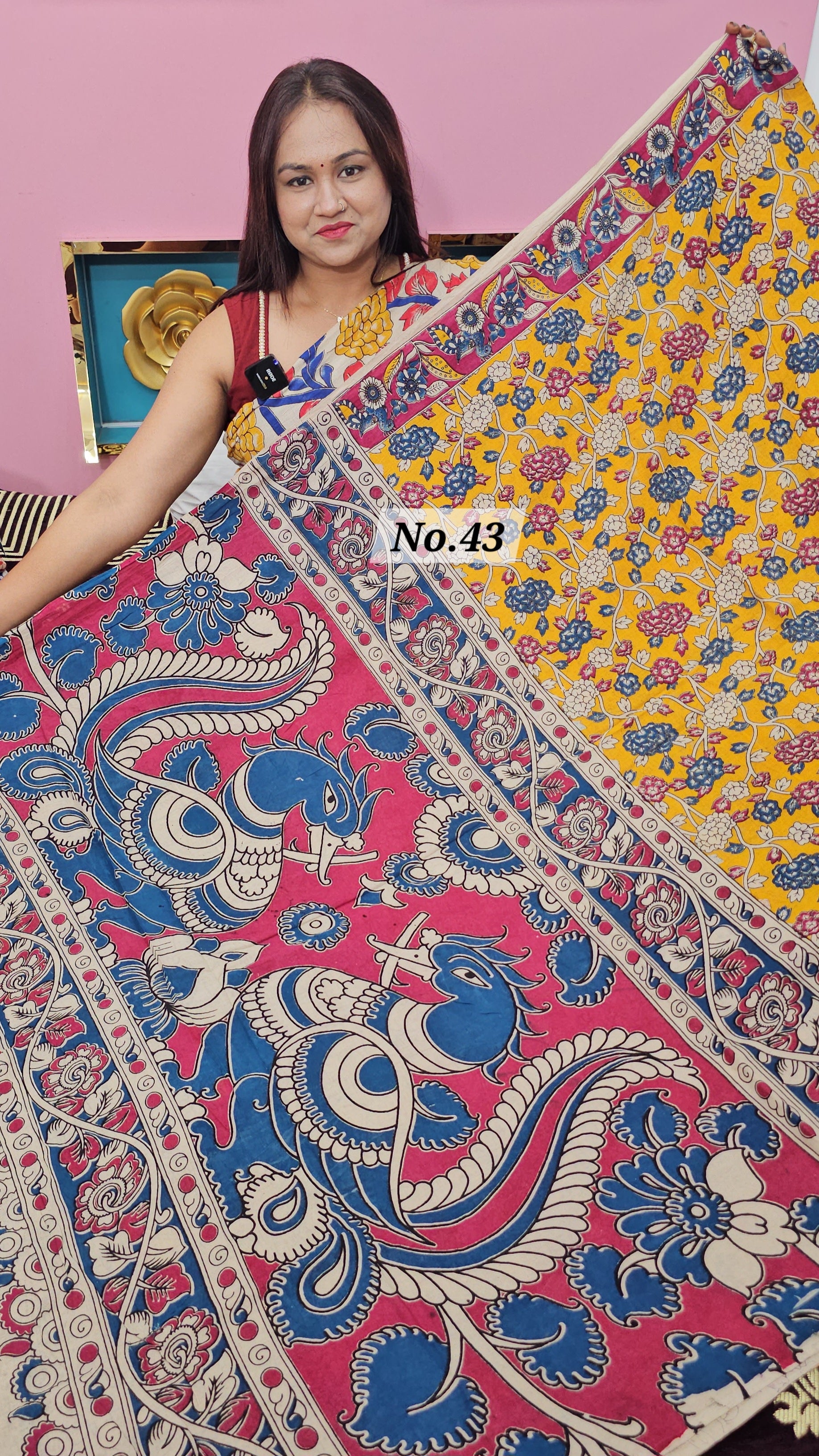 HANDBLOCK MAL COTTON KALAMKARI  SAREE (NO.43)