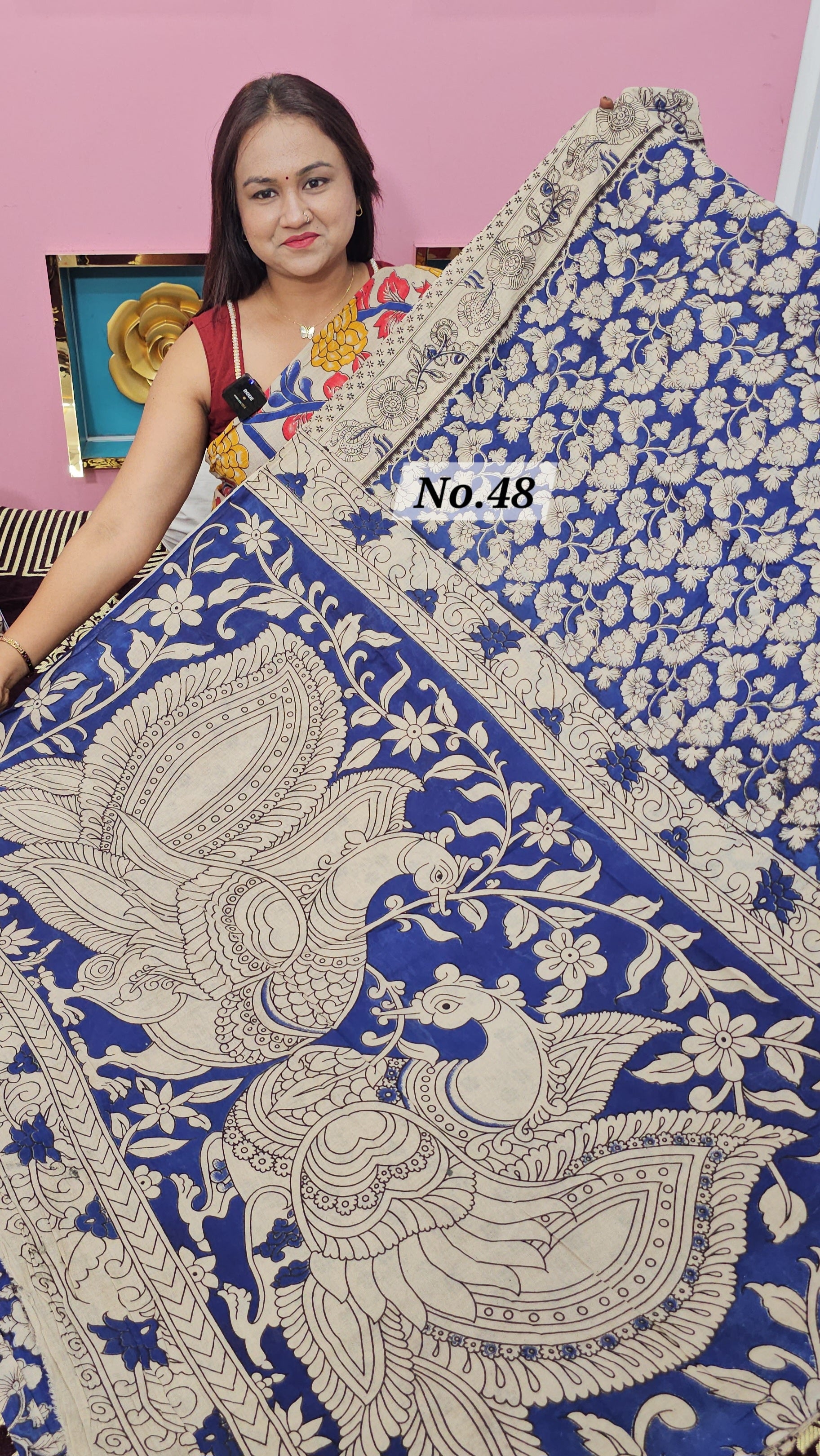 HANDBLOCK MAL COTTON KALAMKARI  SAREE (NO.48)