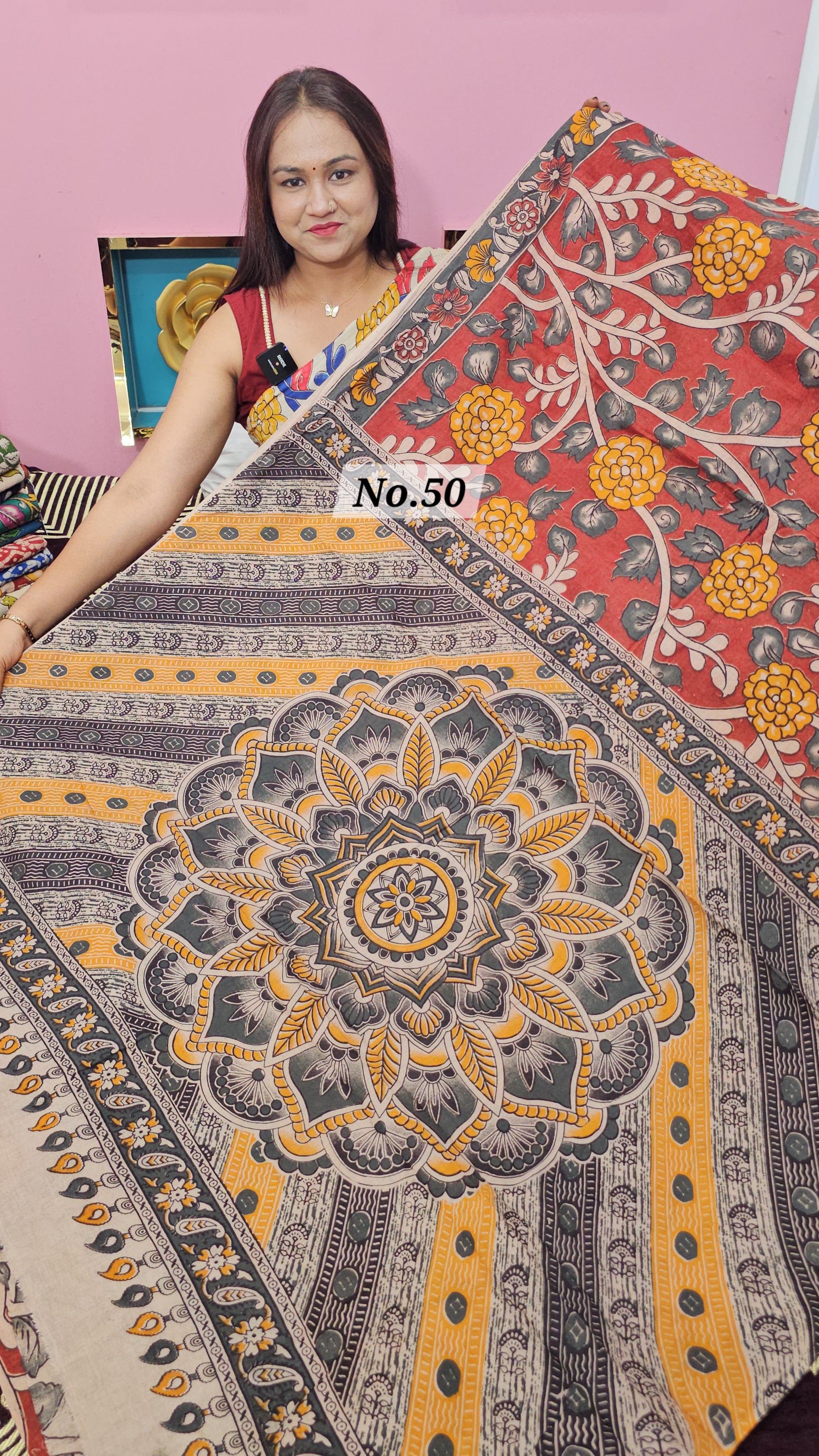 HANDBLOCK MAL COTTON KALAMKARI  SAREE (NO.50)