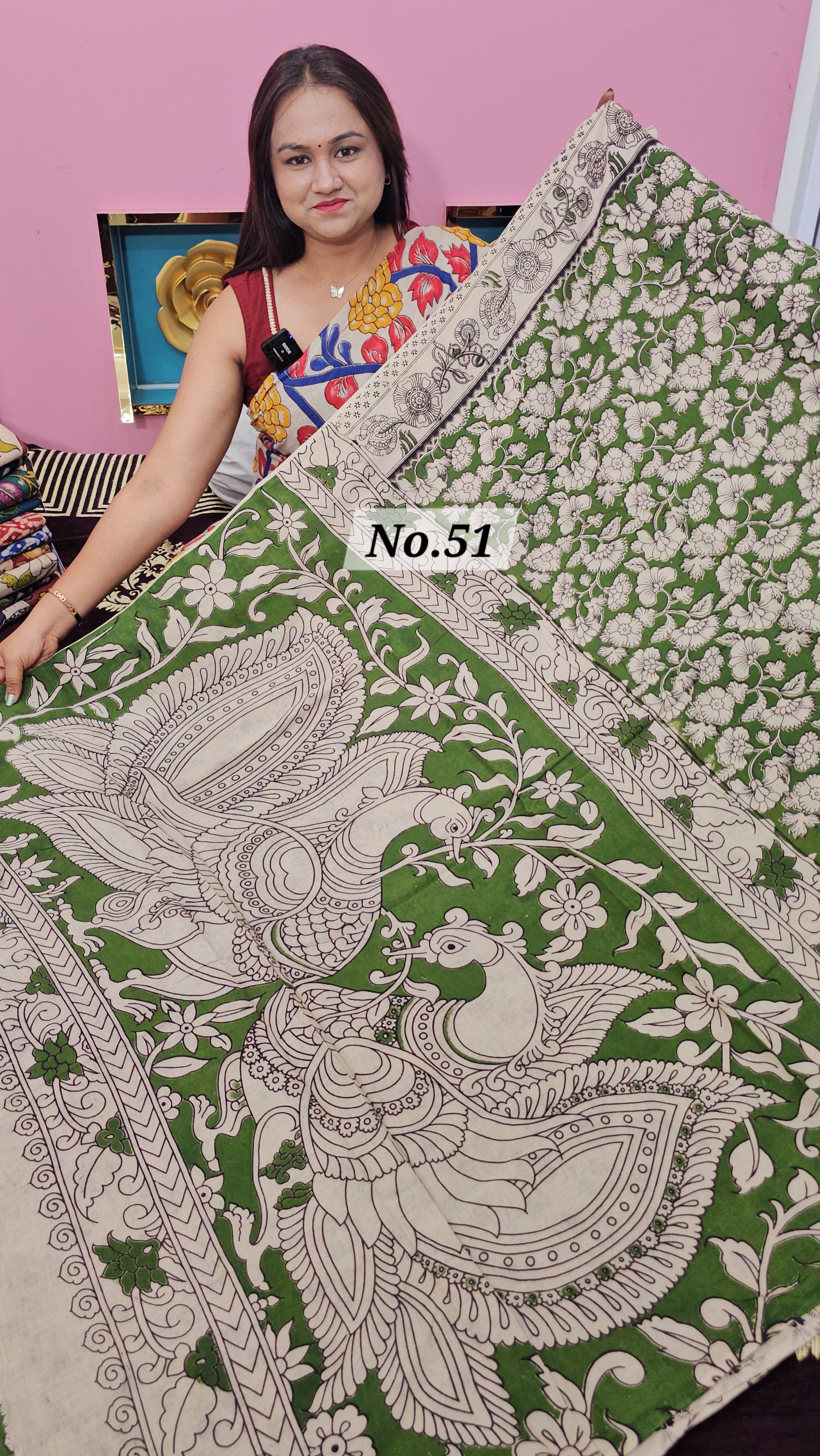 HANDBLOCK MAL COTTON KALAMKARI  SAREE (NO.51)