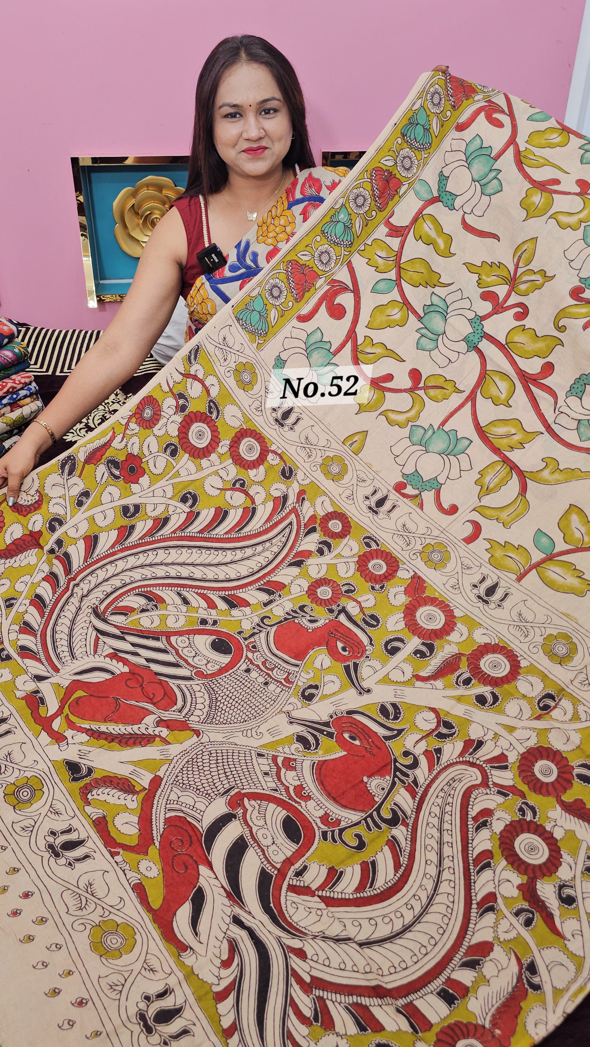 HANDBLOCK MAL COTTON KALAMKARI  SAREE (NO.52)