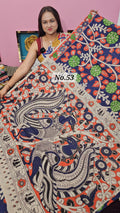 HANDBLOCK MAL COTTON KALAMKARI  SAREE (NO.53)