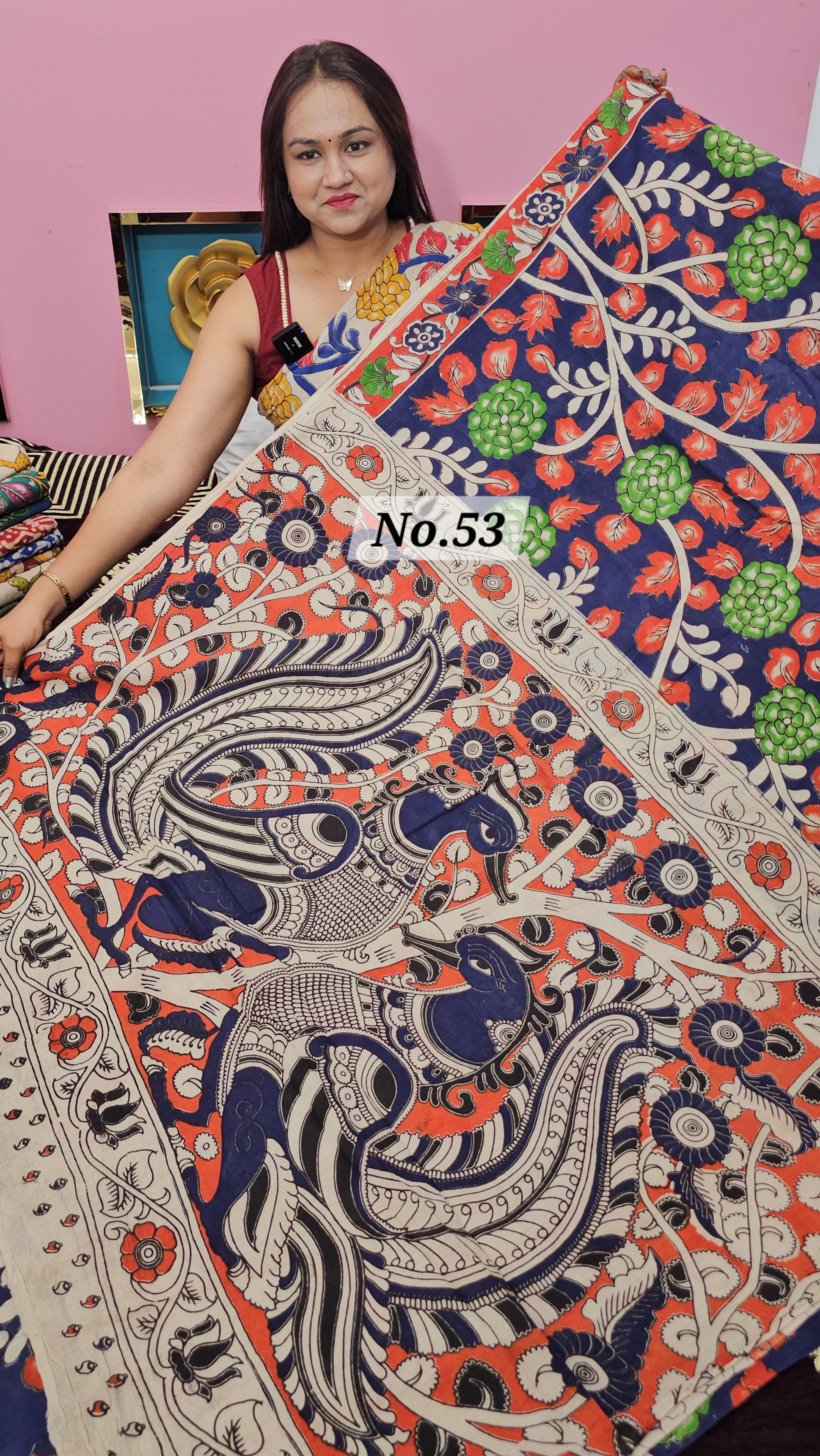HANDBLOCK MAL COTTON KALAMKARI  SAREE (NO.53)