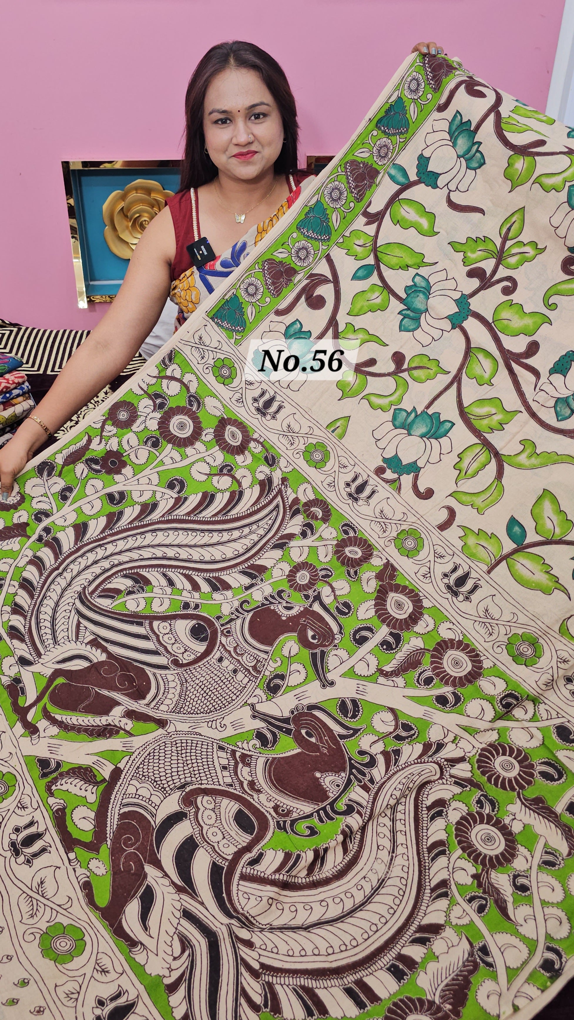 HANDBLOCK MAL COTTON KALAMKARI  SAREE (NO.56)