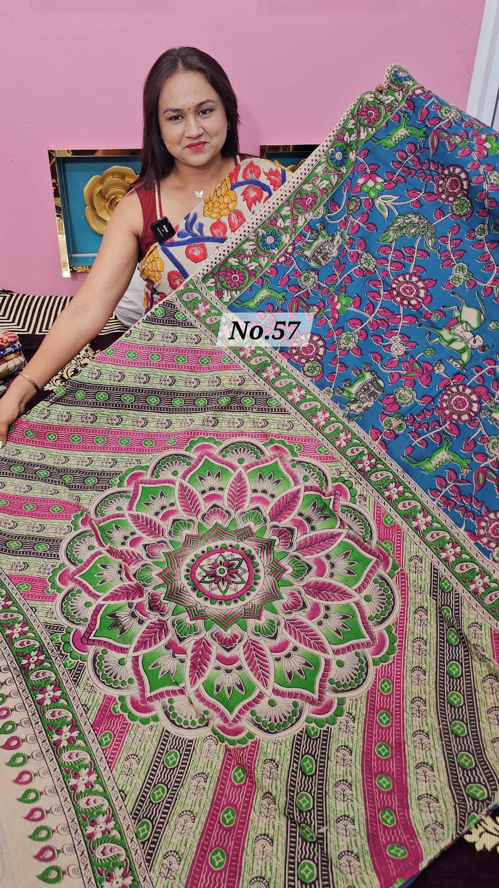 HANDBLOCK MAL COTTON KALAMKARI  SAREE (NO.57)