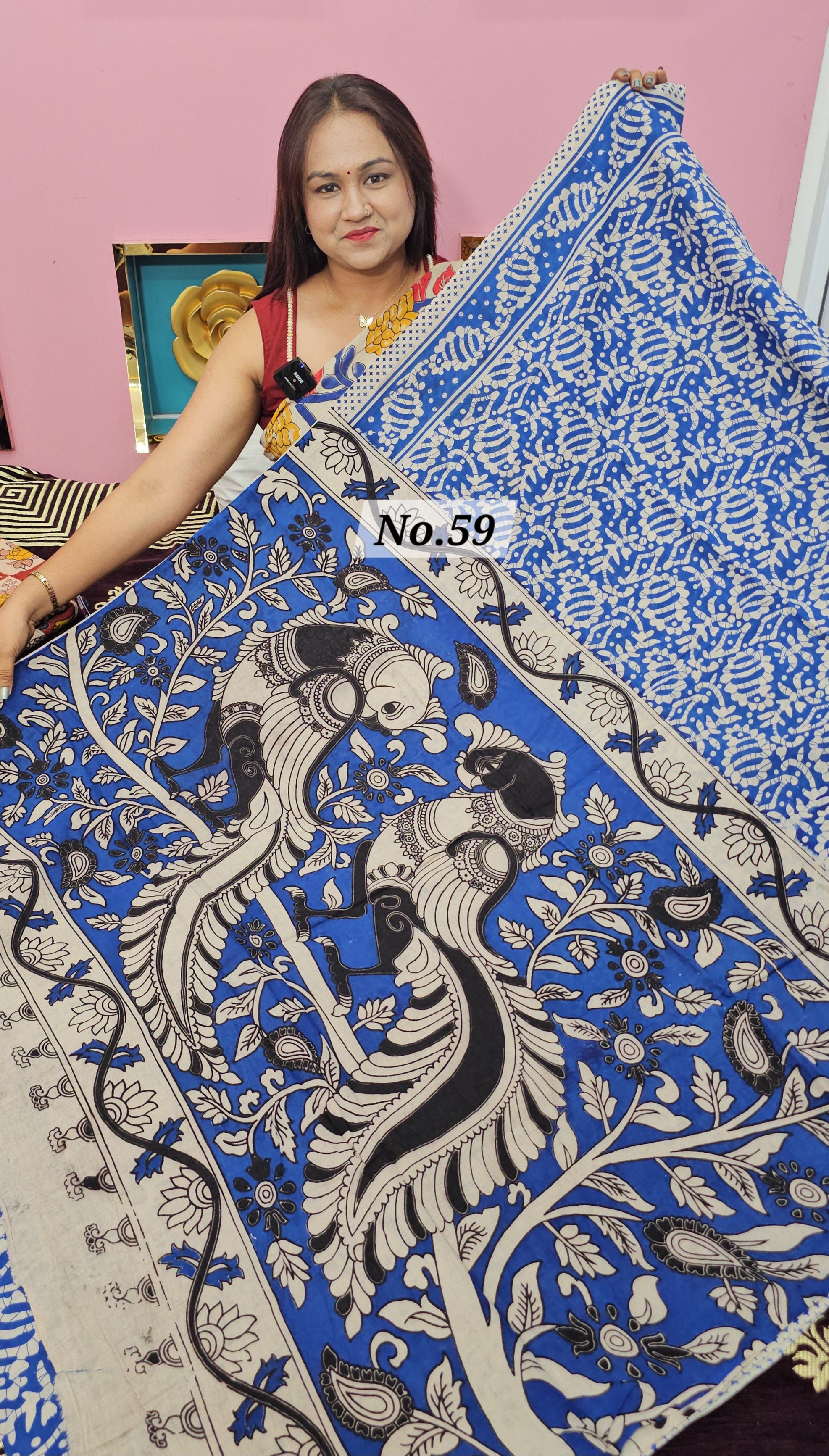 HANDBLOCK MAL COTTON KALAMKARI  SAREE (NO.59)