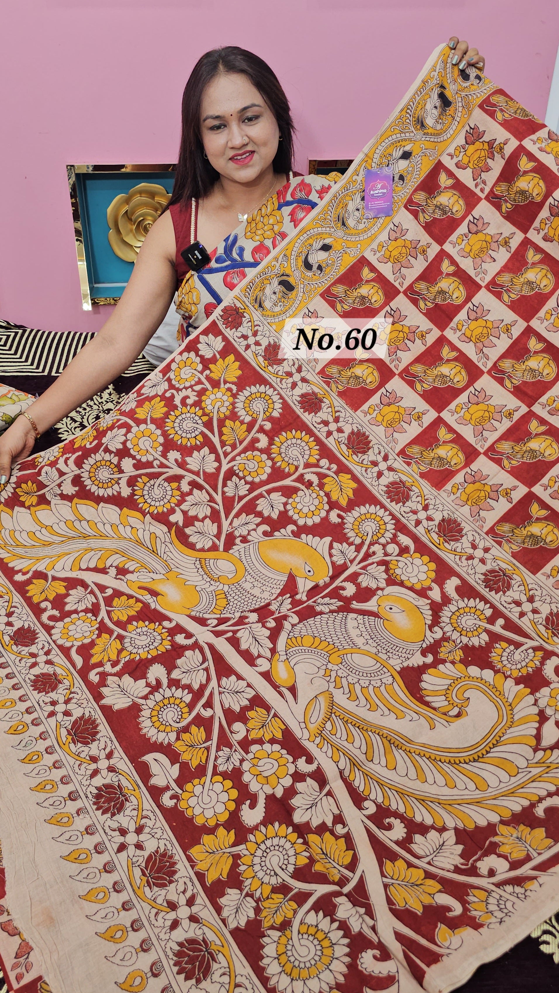 HANDBLOCK MAL COTTON KALAMKARI  SAREE (NO.60)