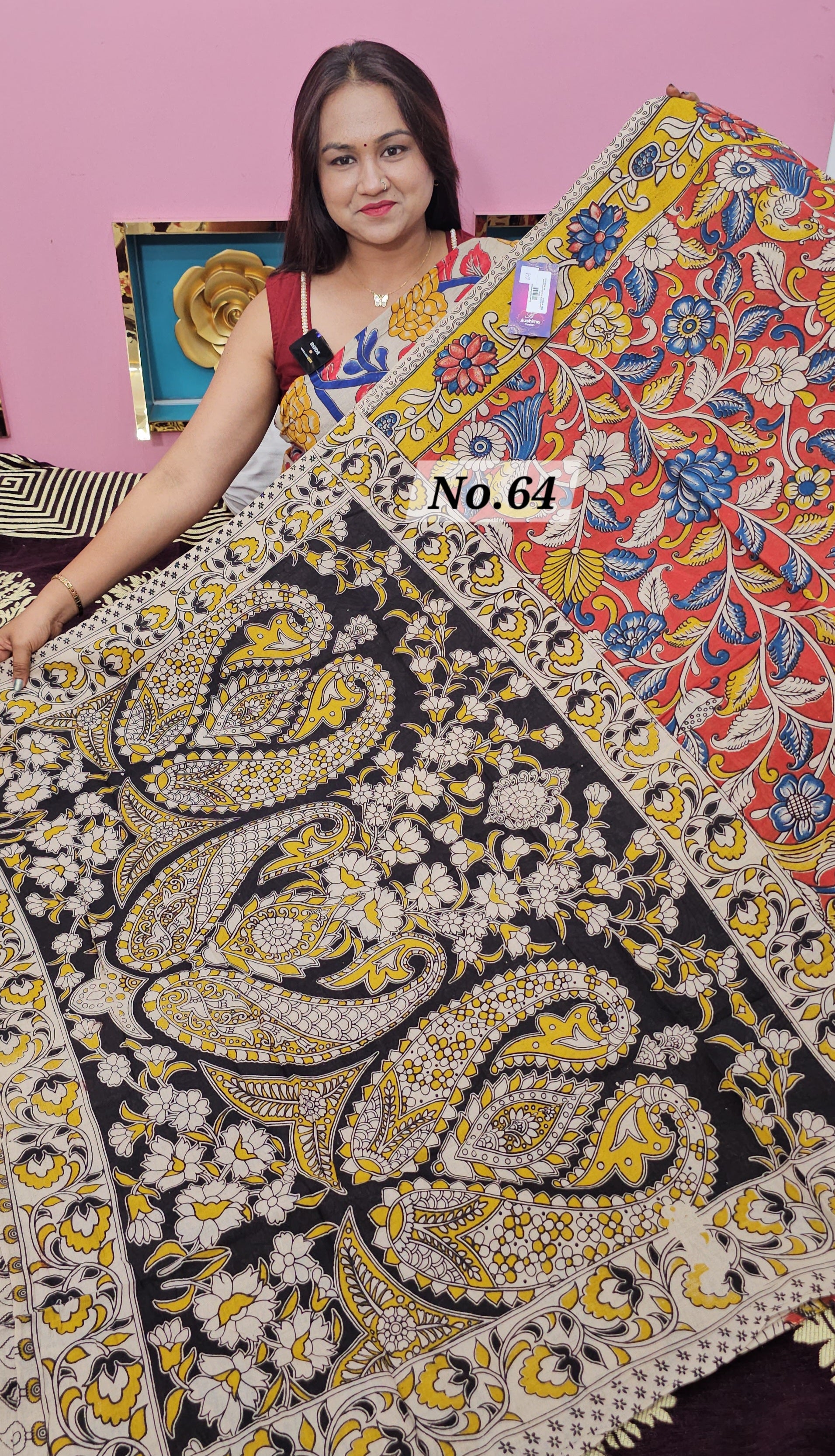 HANDBLOCK MAL COTTON KALAMKARI  SAREE (NO.64)