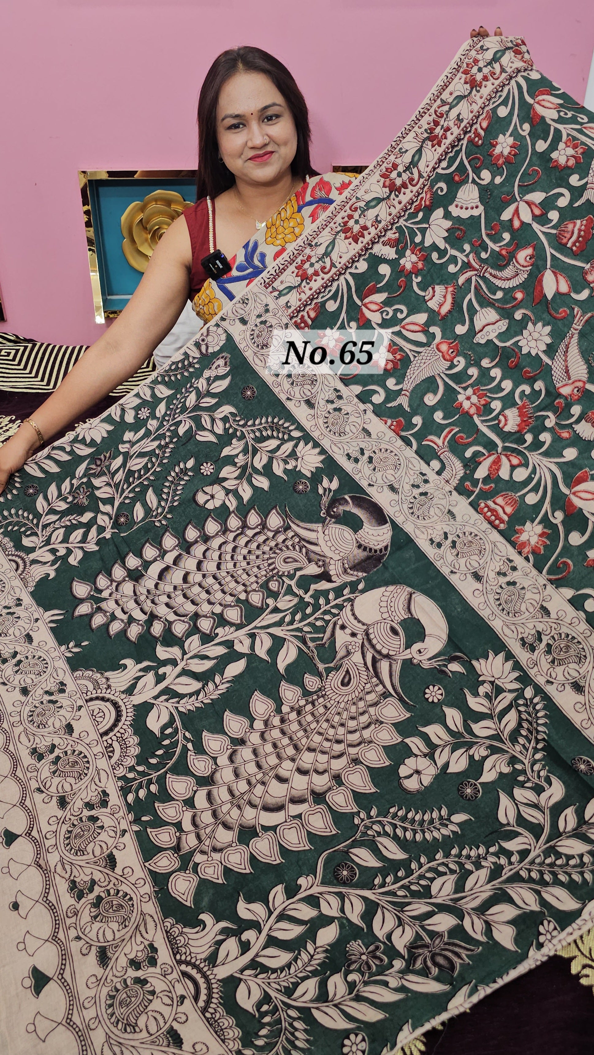 HANDBLOCK MAL COTTON KALAMKARI  SAREE (NO.65)