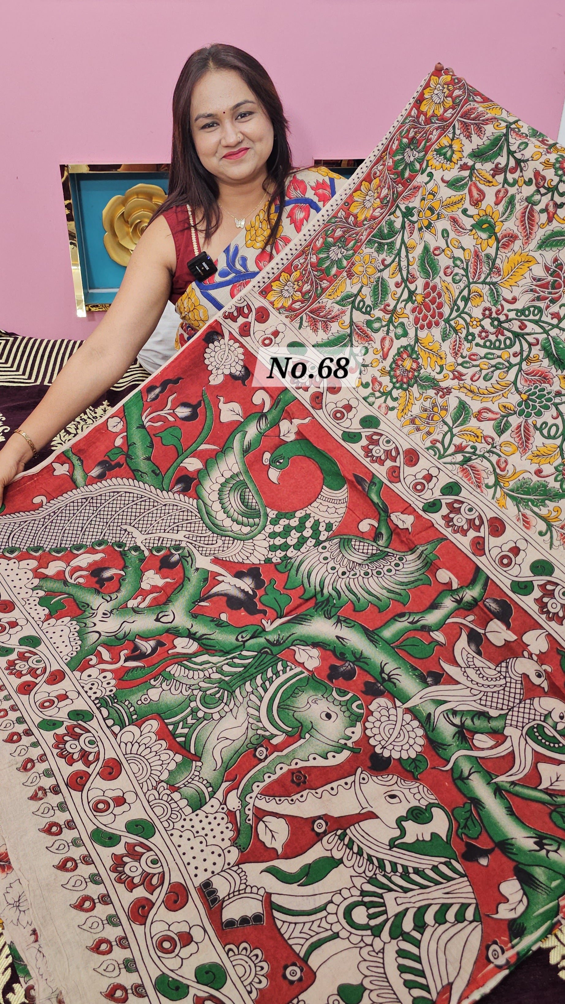HANDBLOCK MAL COTTON KALAMKARI  SAREE (NO.68)