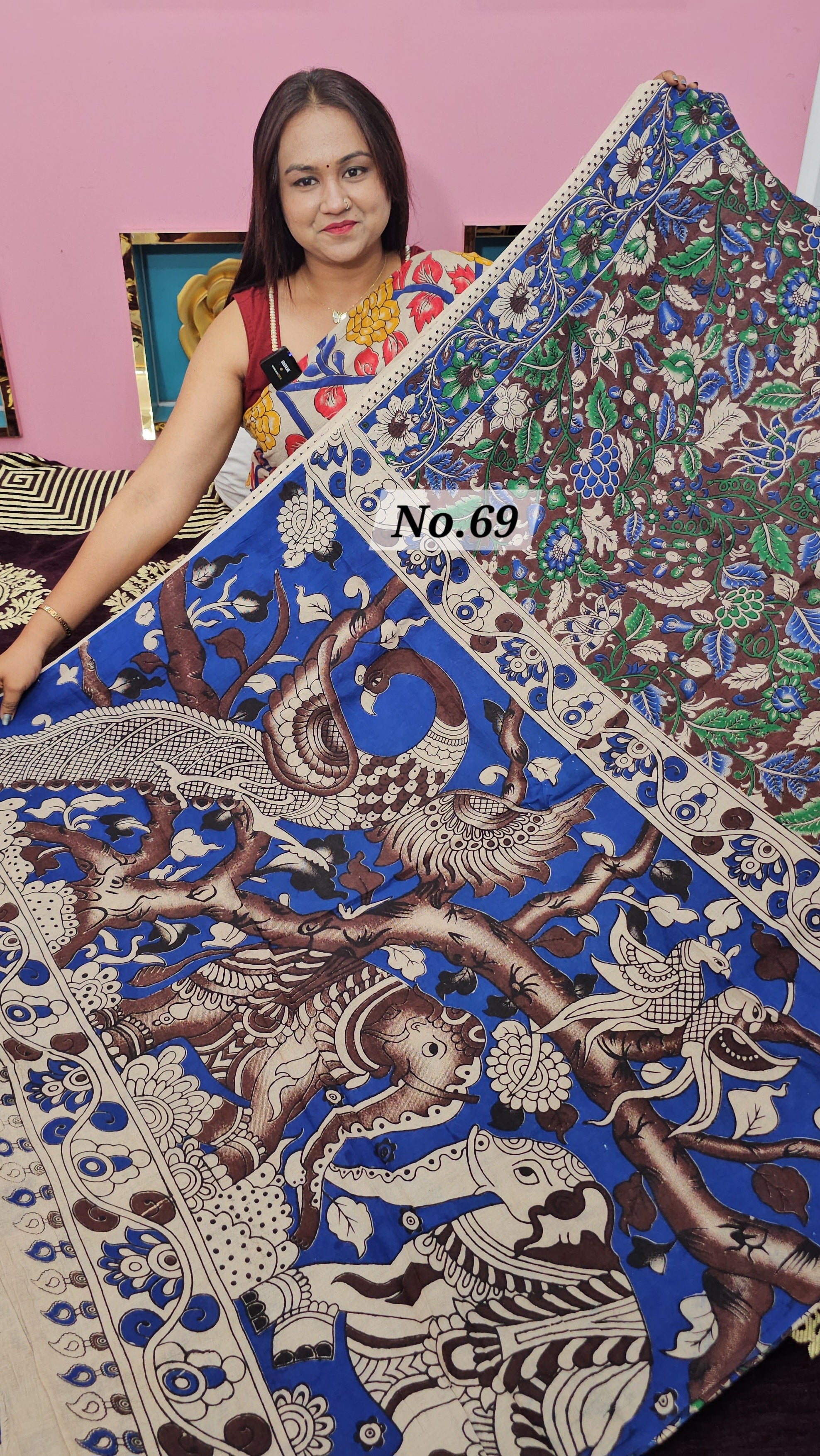 HANDBLOCK MAL COTTON KALAMKARI  SAREE (NO.69)