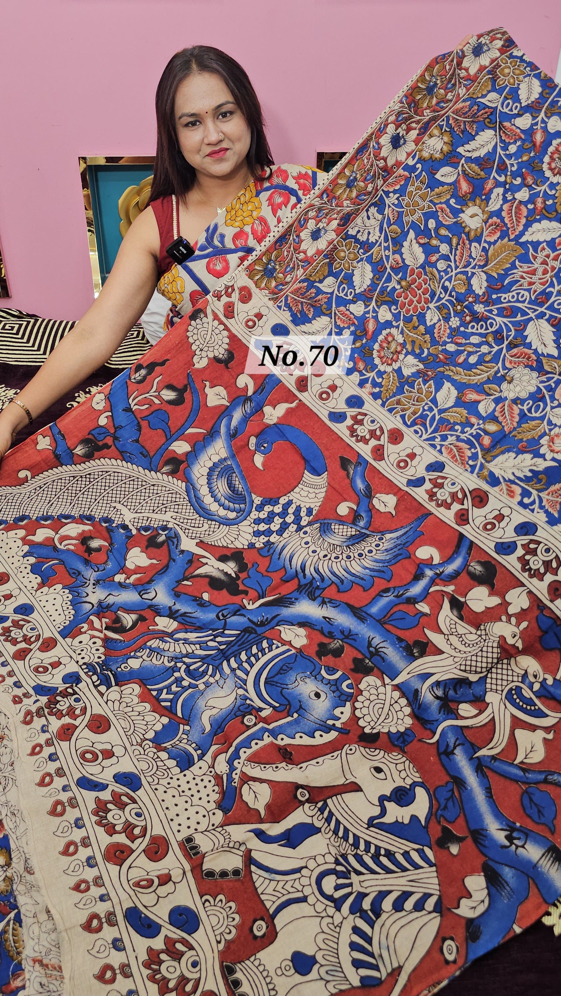 HANDBLOCK MAL COTTON KALAMKARI  SAREE (NO.70)