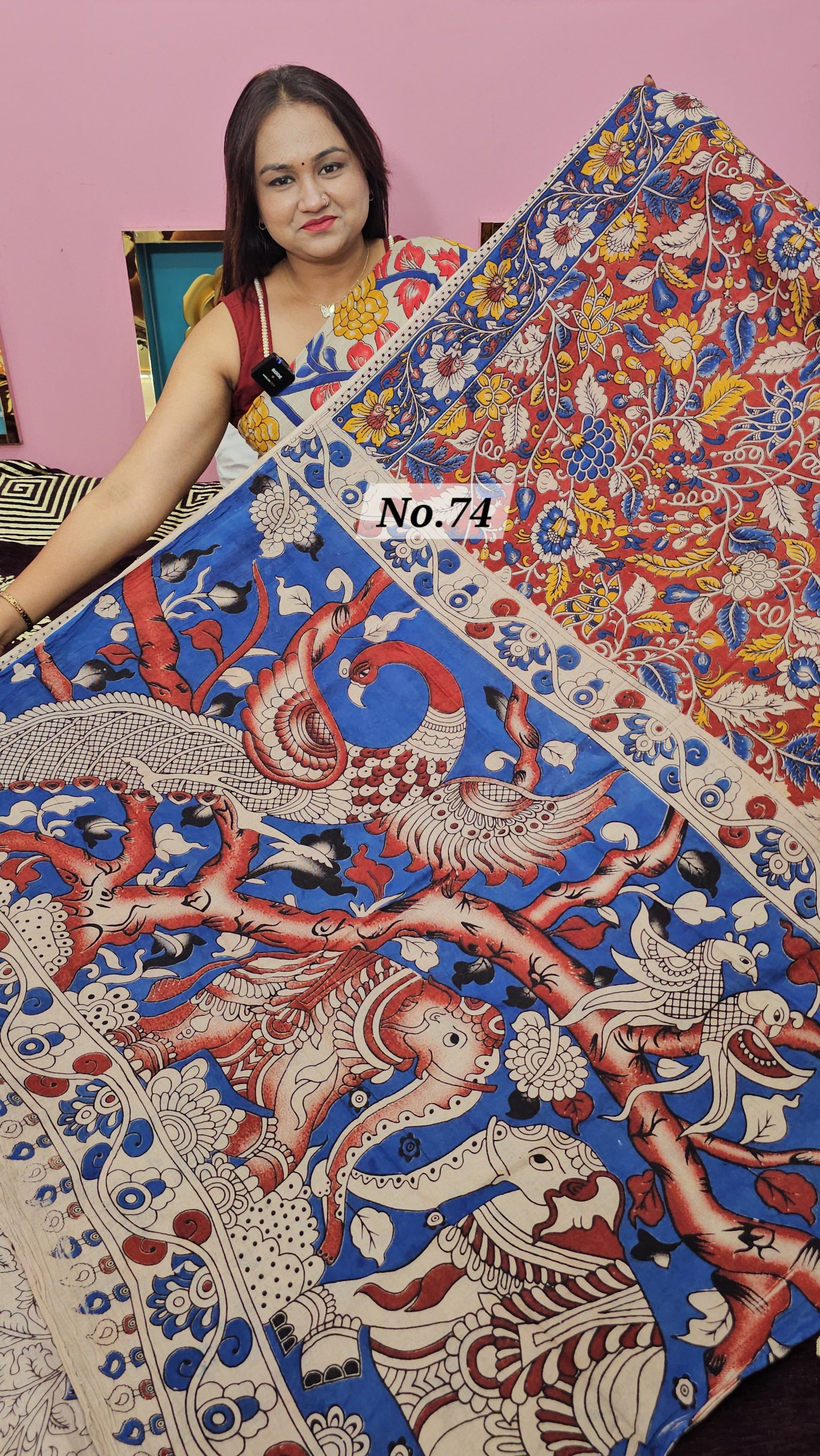 HANDBLOCK MAL COTTON KALAMKARI  SAREE (NO.74)