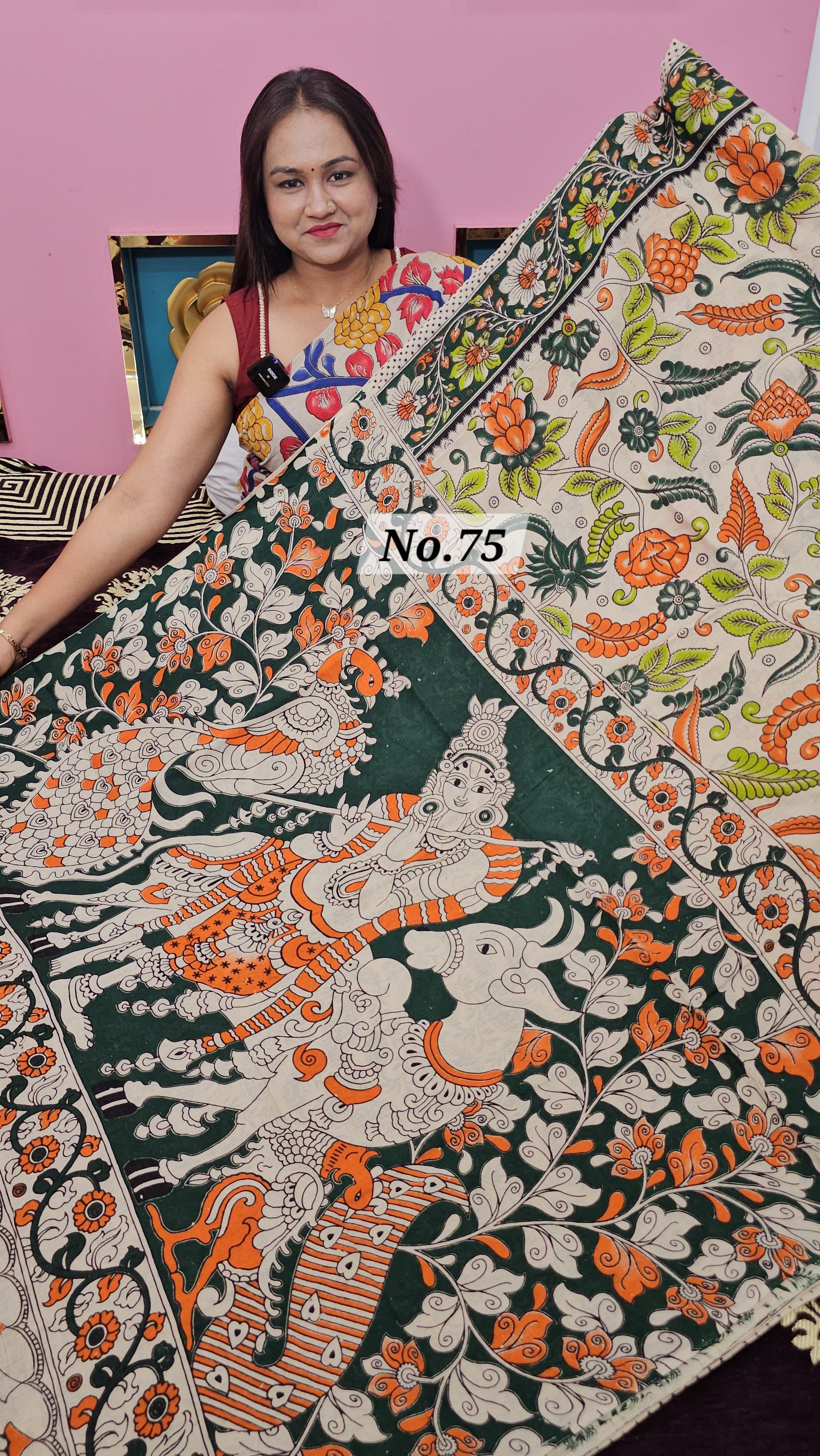 HANDBLOCK MAL COTTON KALAMKARI  SAREE (NO.75)