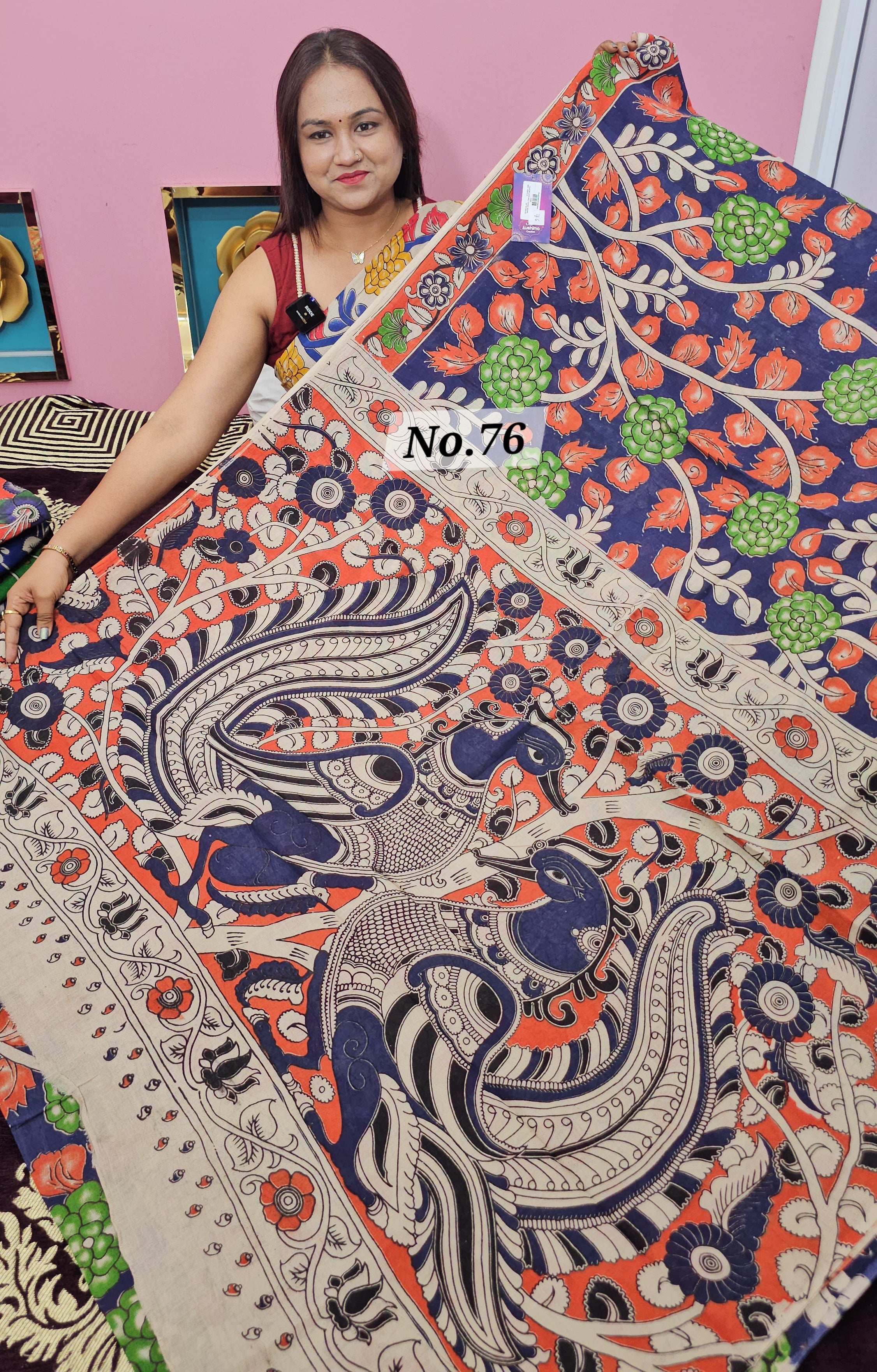 HANDBLOCK MAL COTTON KALAMKARI  SAREE (NO.76)