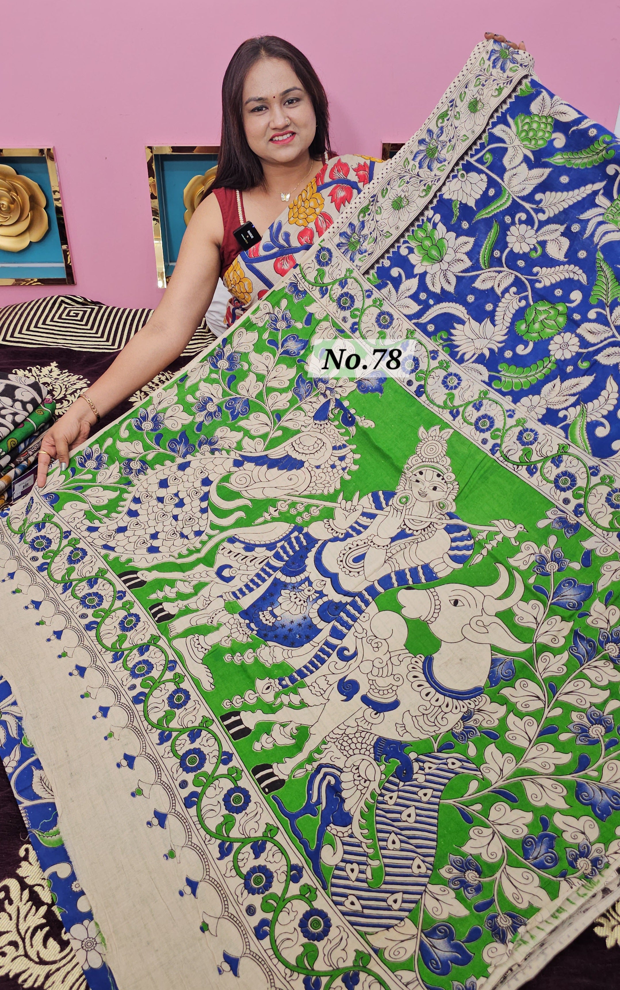 HANDBLOCK MAL COTTON KALAMKARI  SAREE (NO.78)