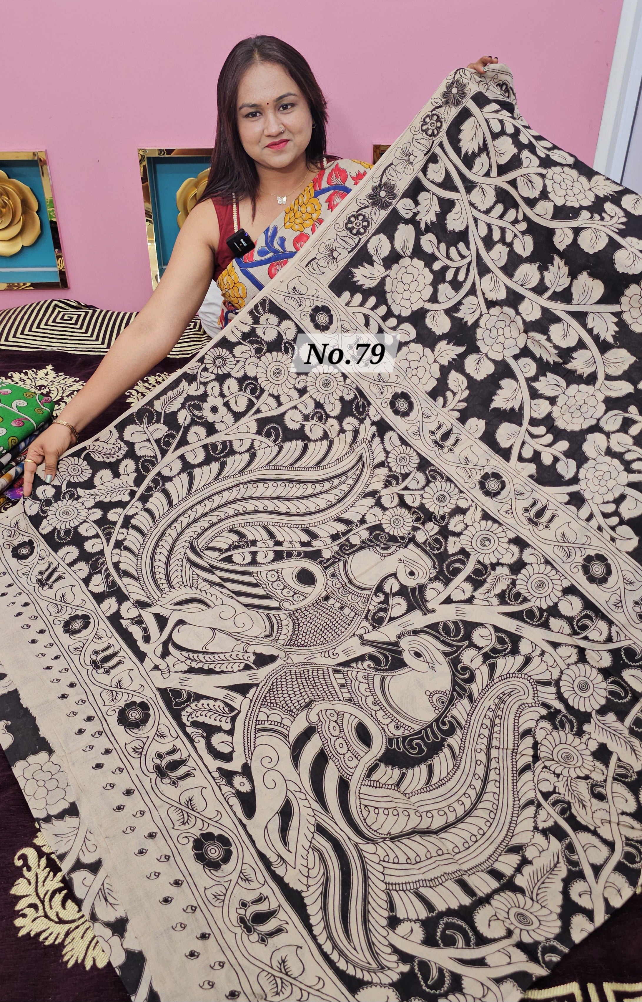 HANDBLOCK MAL COTTON KALAMKARI  SAREE (NO.79)