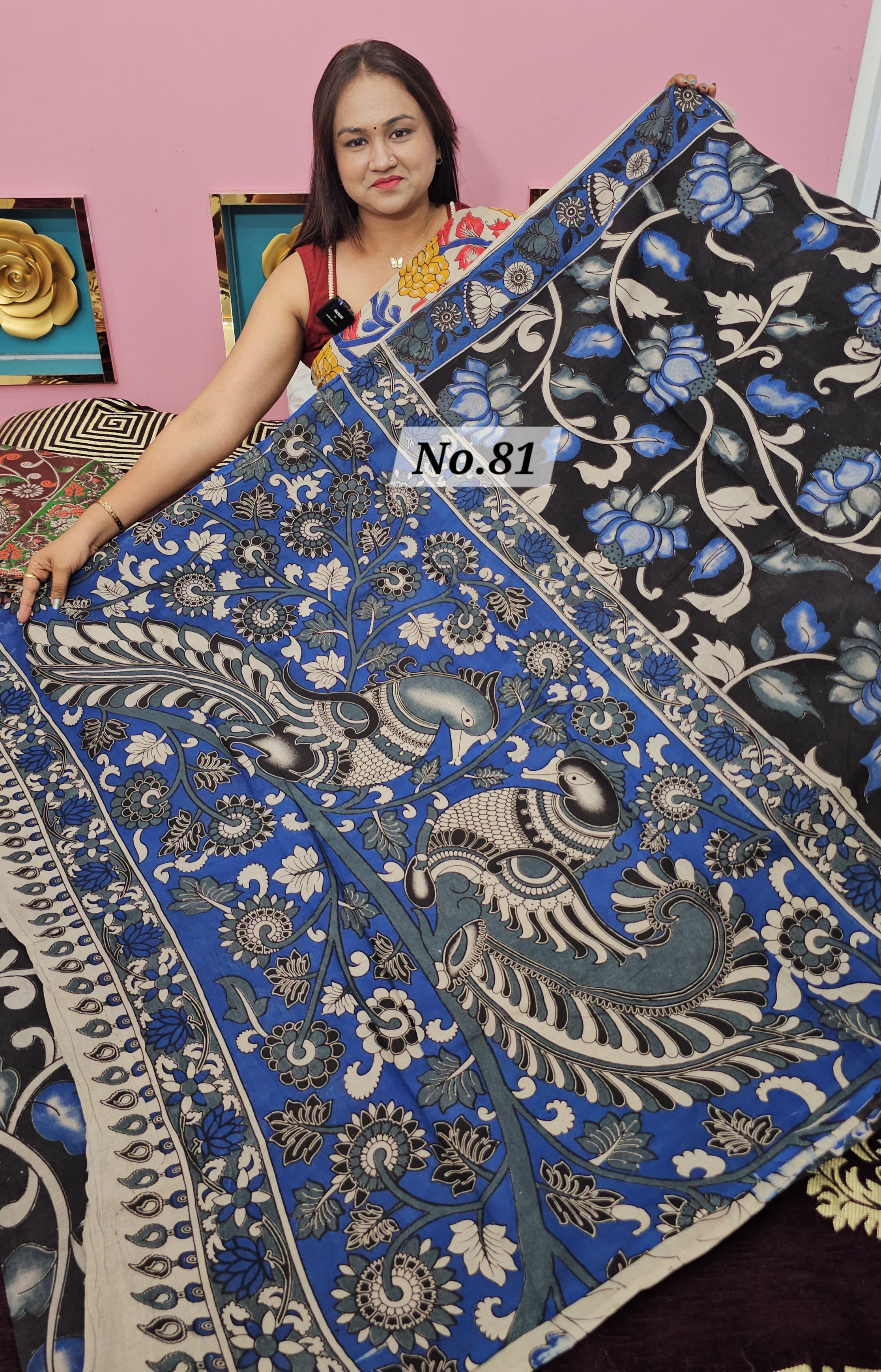 HANDBLOCK MAL COTTON KALAMKARI  SAREE (NO.81)