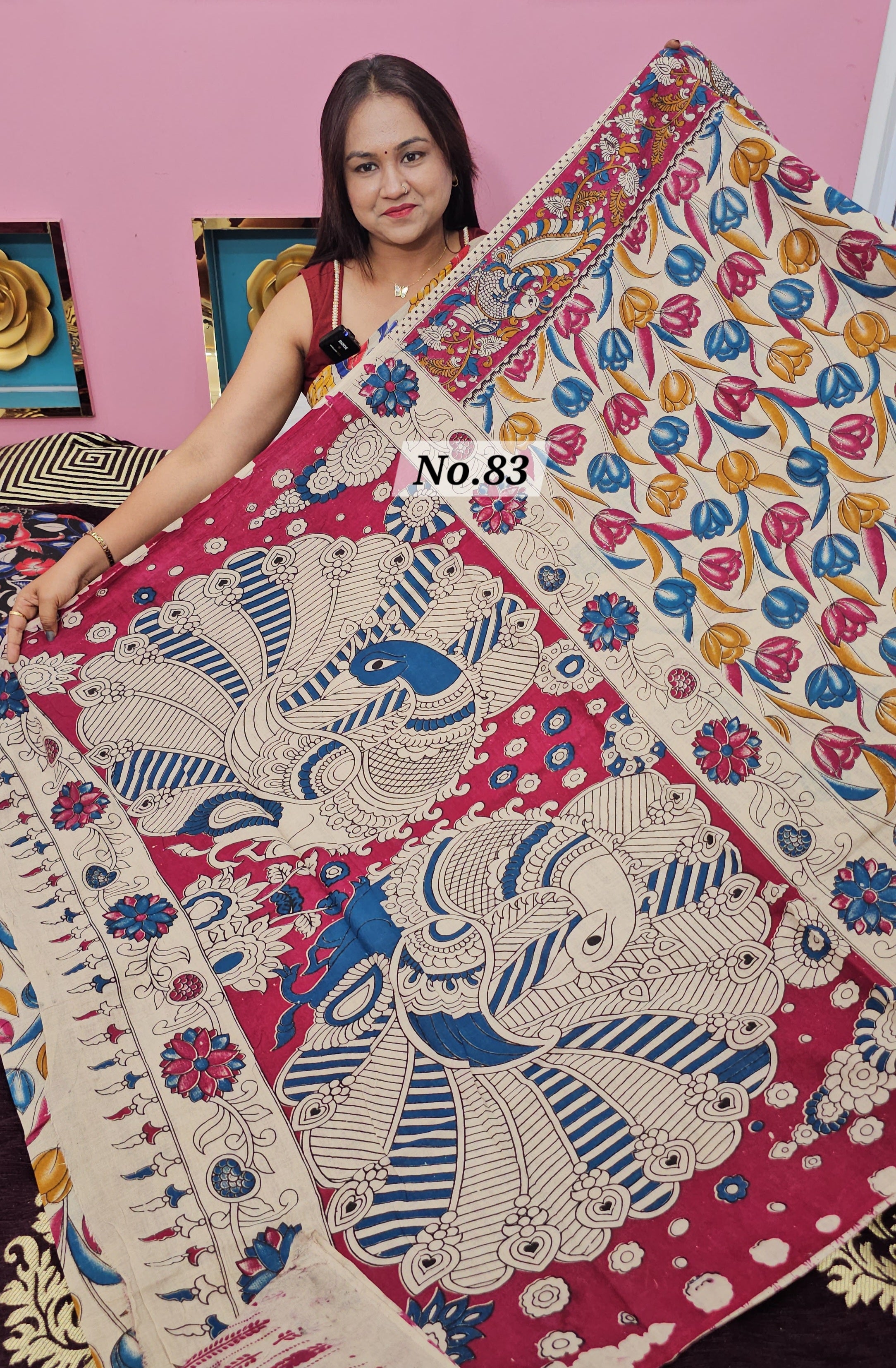HANDBLOCK MAL COTTON KALAMKARI  SAREE (NO.83)