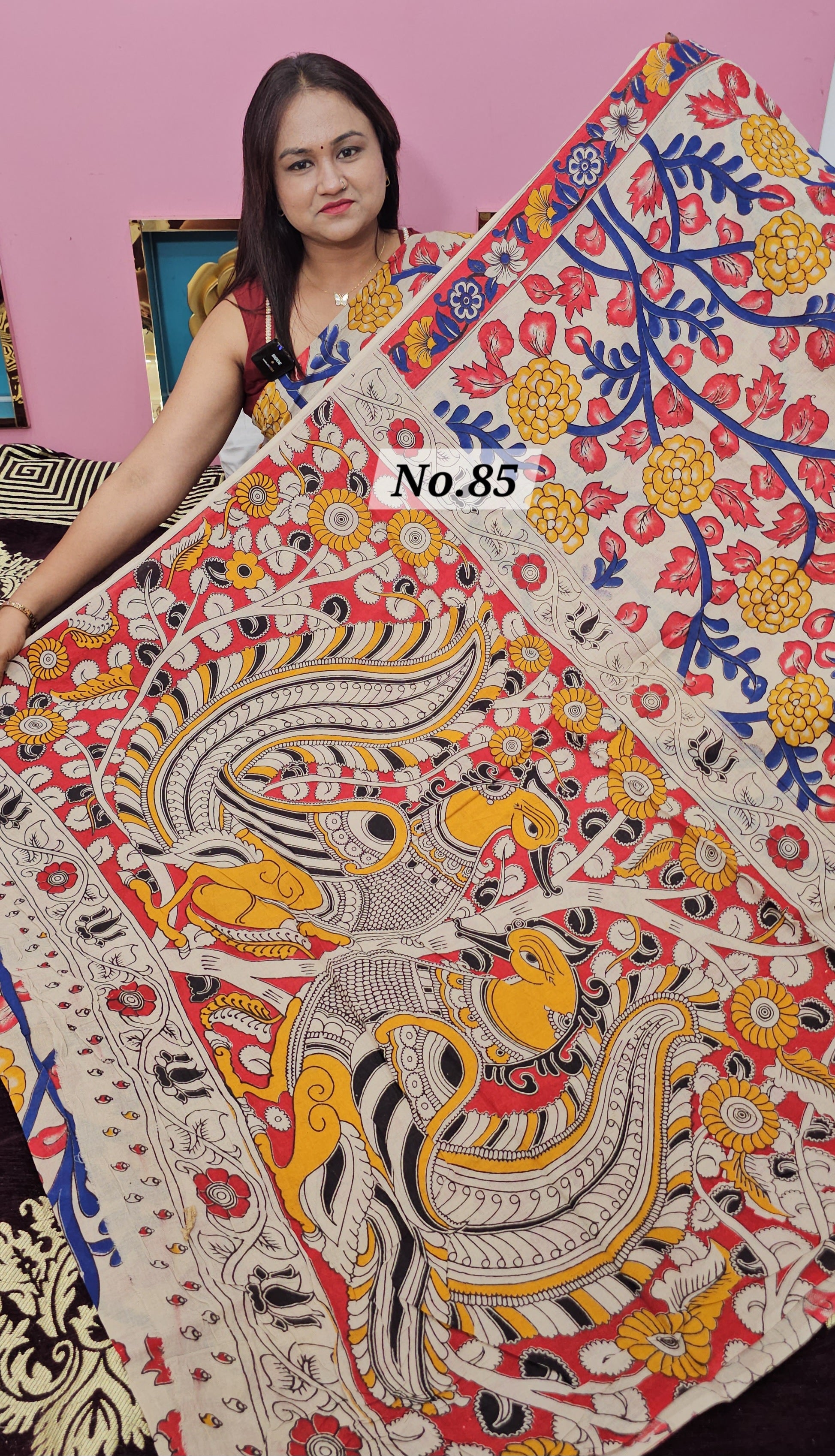 HANDBLOCK MAL COTTON KALAMKARI  SAREE (NO.85)