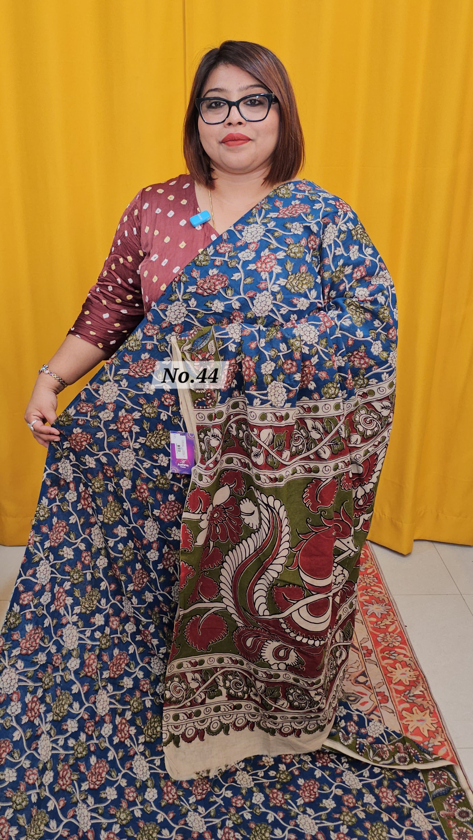 HANDBLOCK MAL COTTON KALAMKARI SAREE (NO. 44)