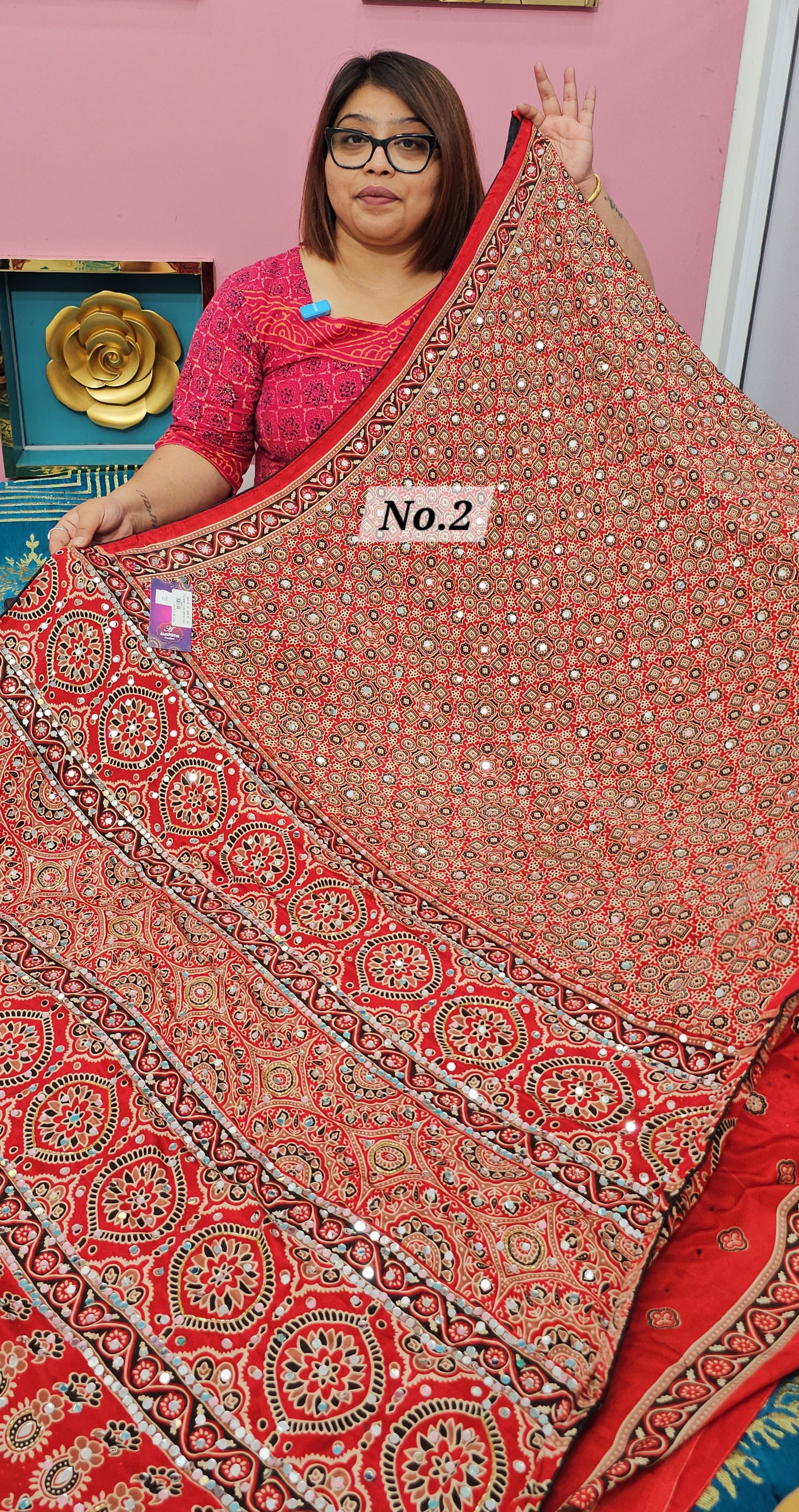 MIRROR WORK SATIN CREPE SAREE (NO.1)