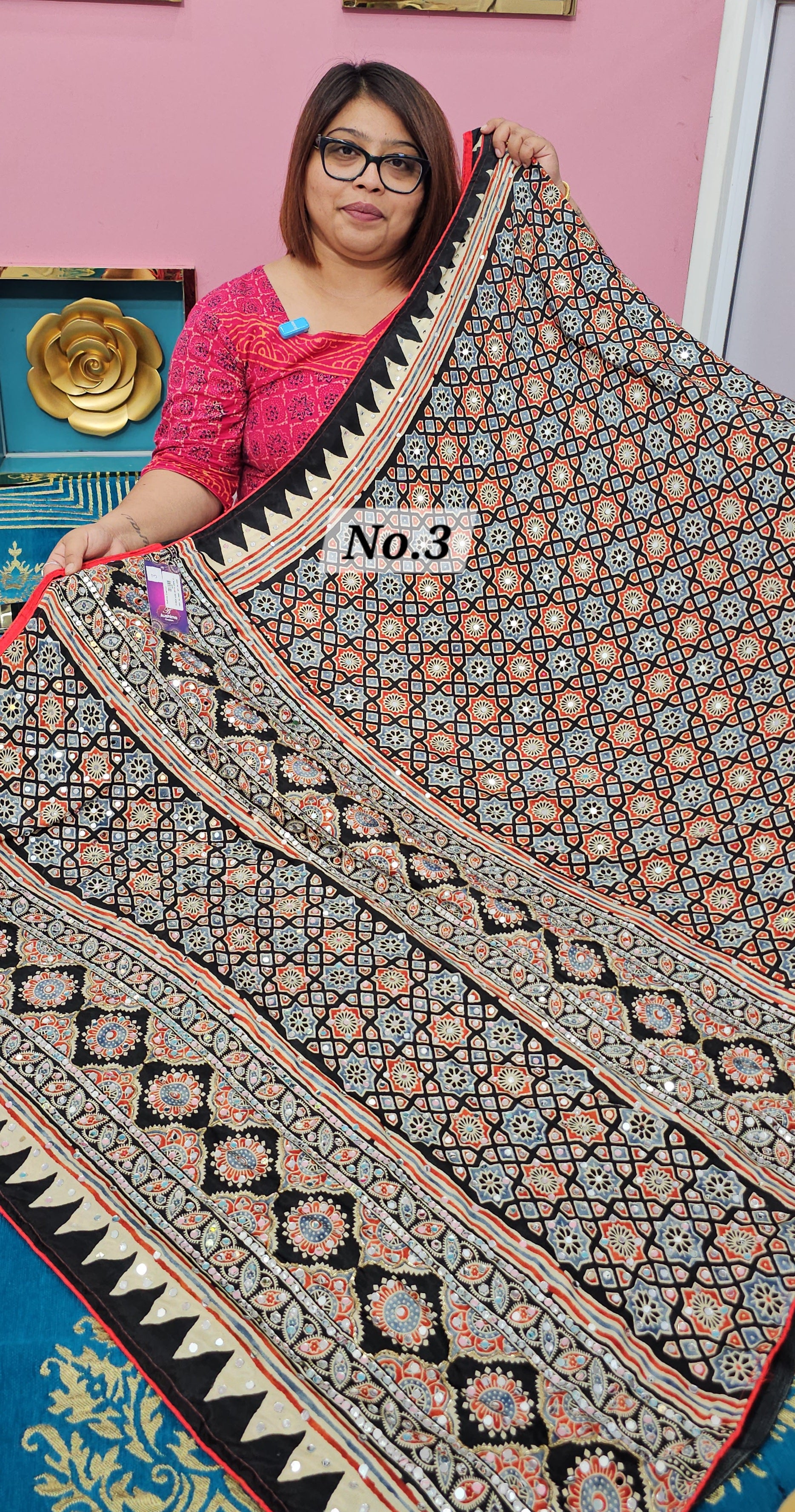 MIRROR WORK SATIN CREPE SAREE (NO.3)