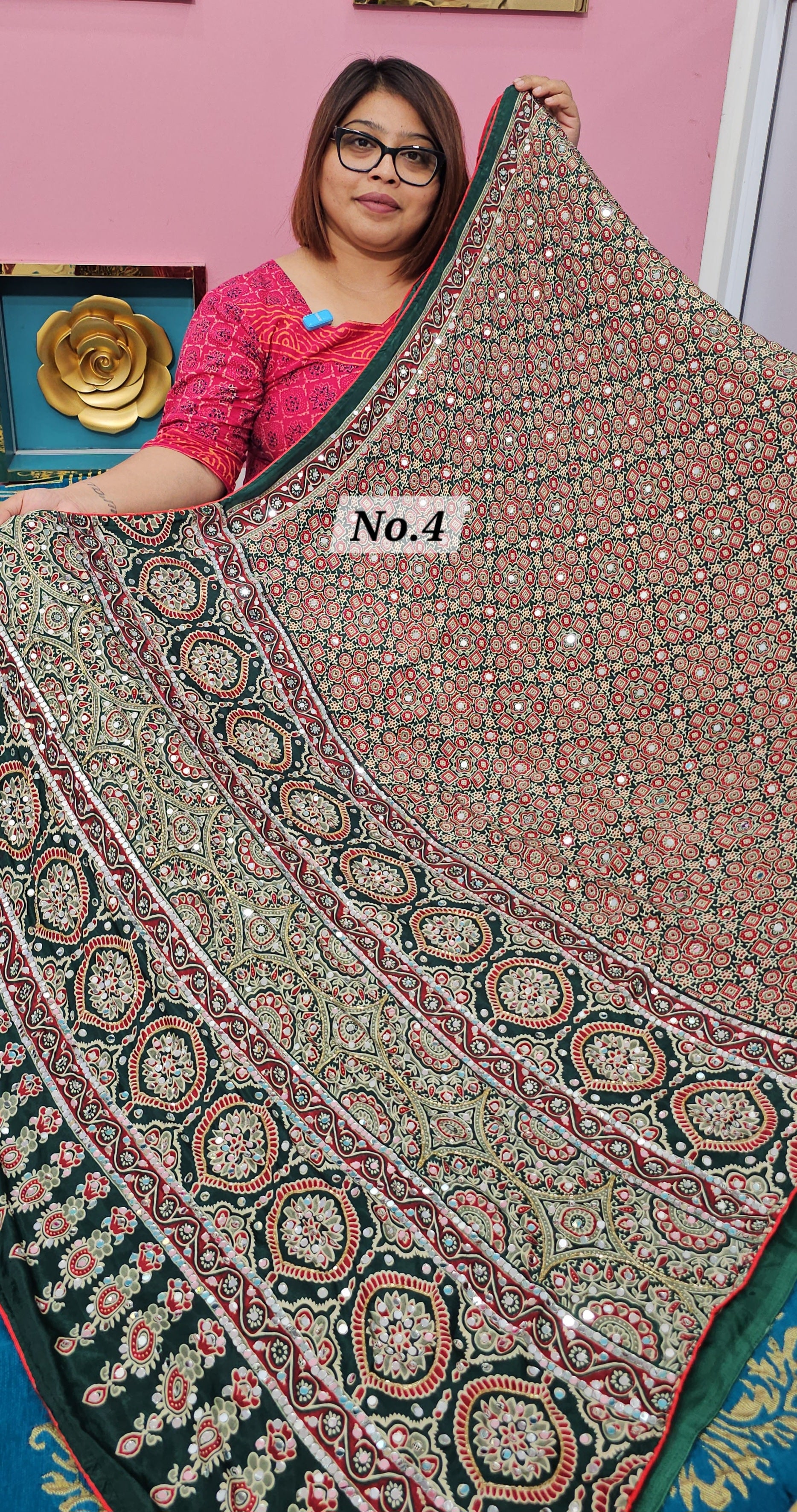 MIRROR WORK SATIN CREPE SAREE (NO.4)