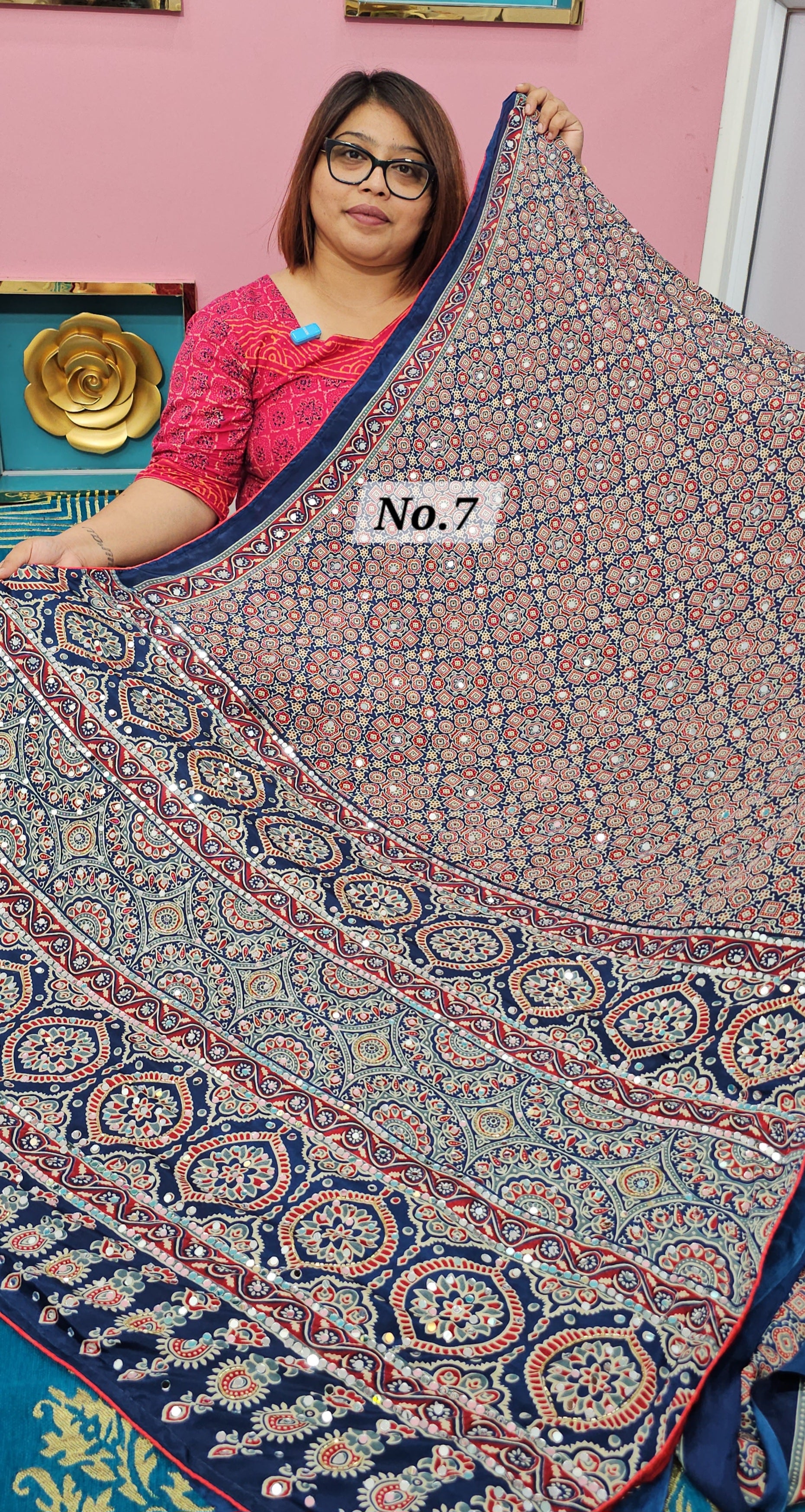 MIRROR WORK SATIN CREPE SAREE (NO.7)