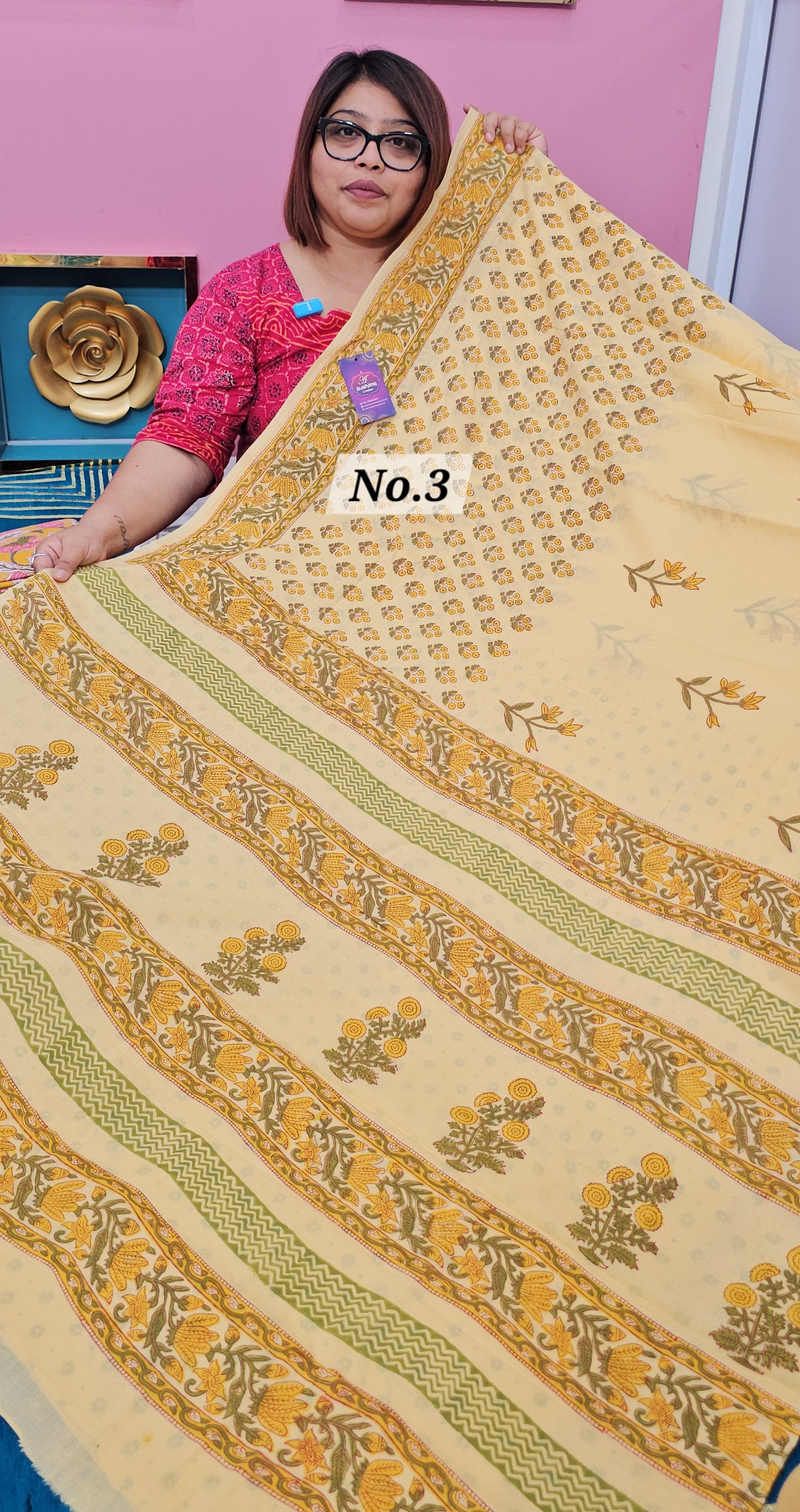 HANDBLOCK MAL COTTON SAREE (NO.3)