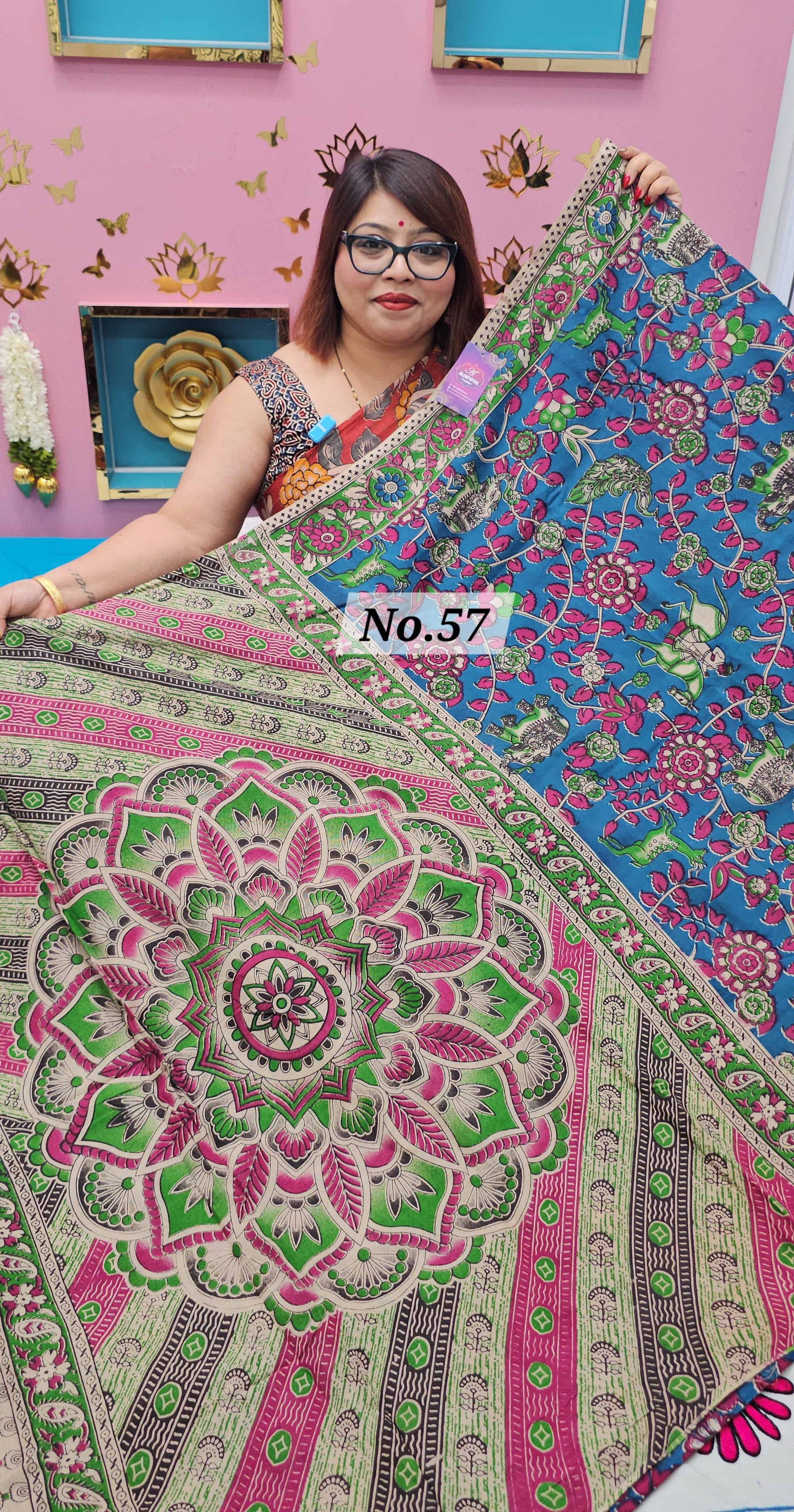 HANDBLOCK MAL COTTON SAREE (NO. 57)