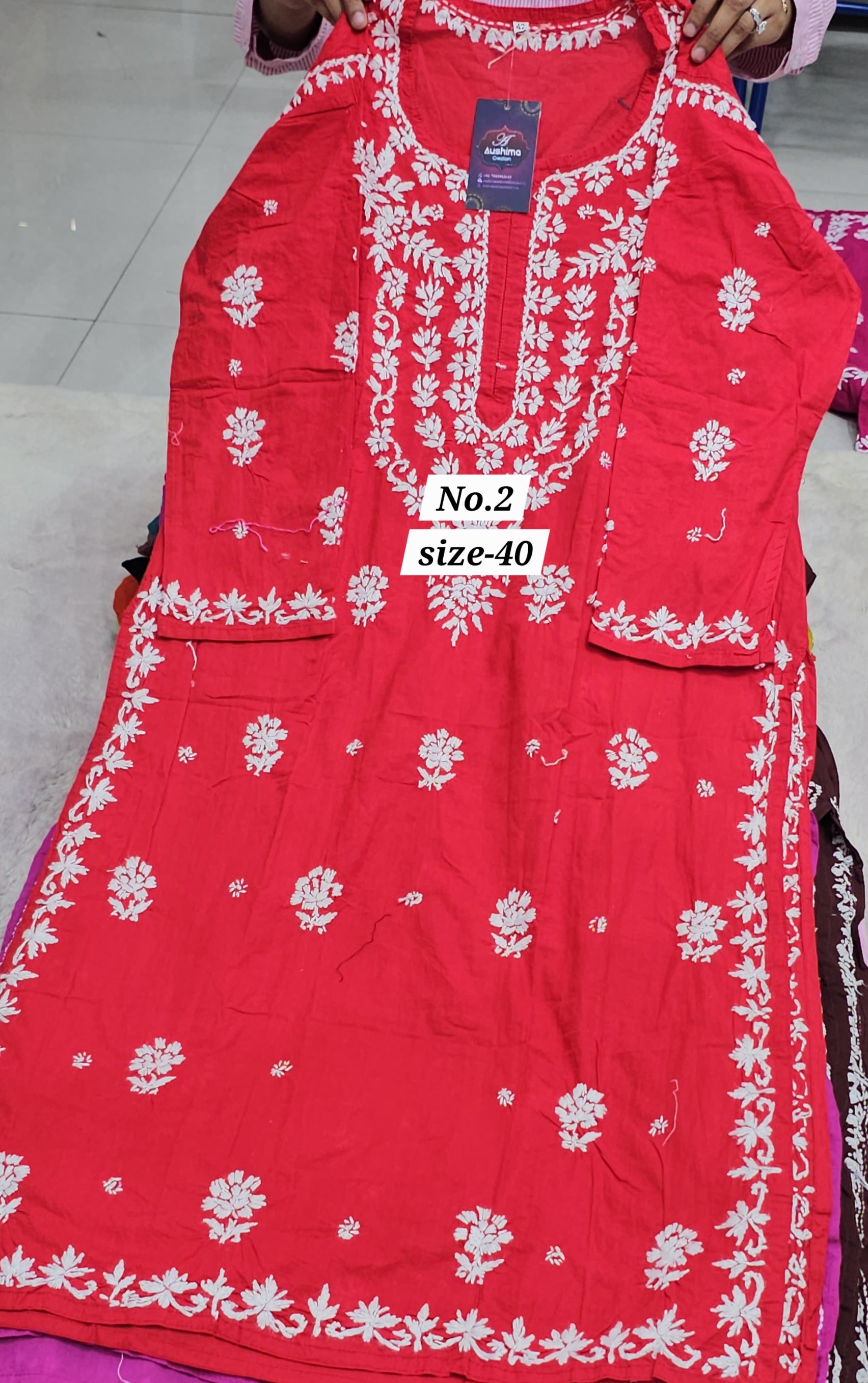 LUKHNOW CHIKANKARI READY MADE KURTI {SIZE-40} (NO. 2)