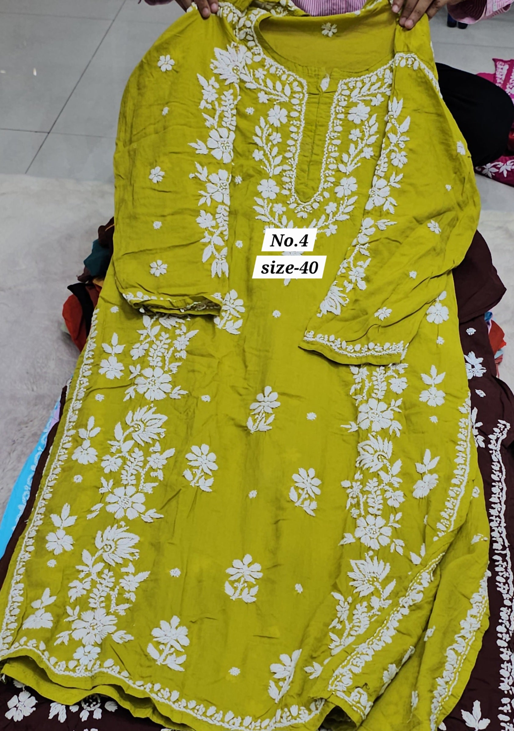 LUKHNOW CHIKANKARI READY MADE KURTI {SIZE-40} (NO. 4)