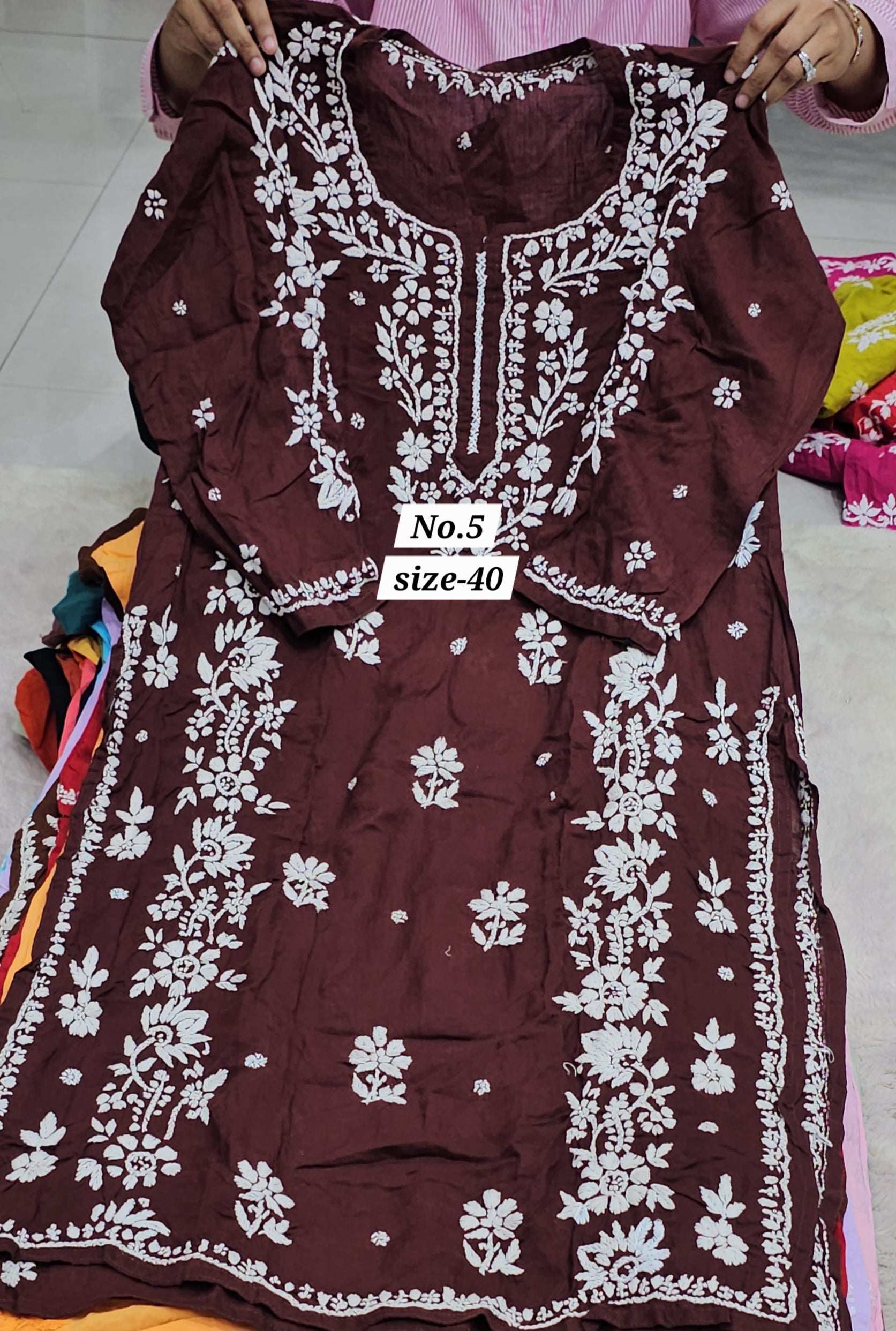 LUKHNOW CHIKANKARI READY MADE KURTI {SIZE-40} (NO. 5)
